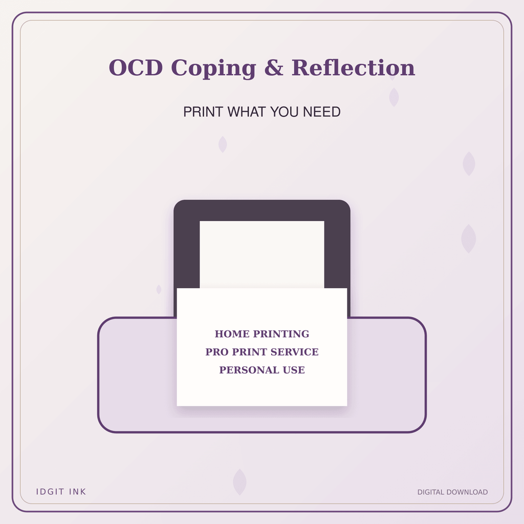 Idgit Ink OCD Coping & Reflection deluxe journal and planner bundle — home and professional printing information