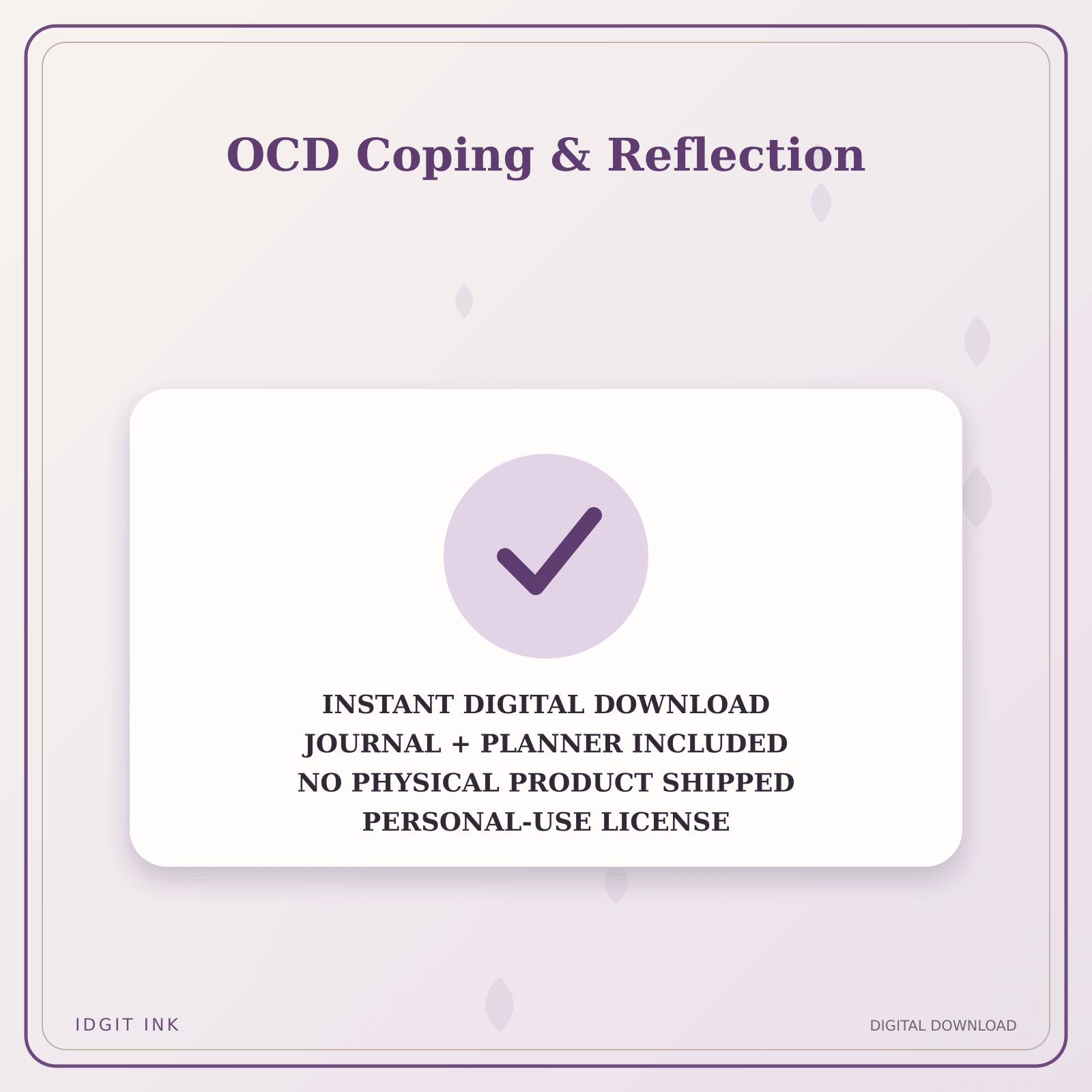 Idgit Ink OCD Coping & Reflection deluxe journal and planner bundle — instant download and no physical product notice