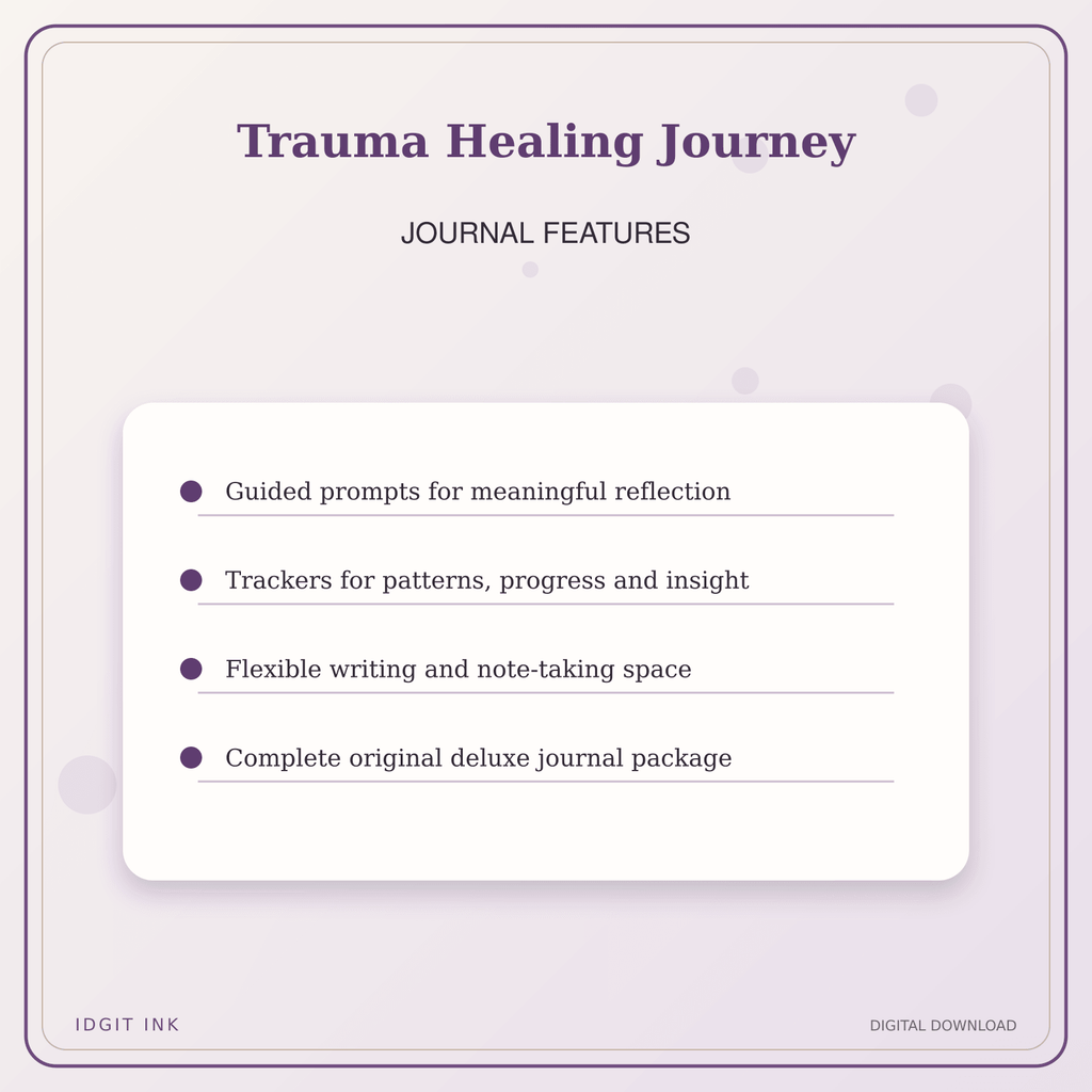 Idgit Ink Trauma Healing Journey deluxe journal and planner bundle — journal prompts and reflection features