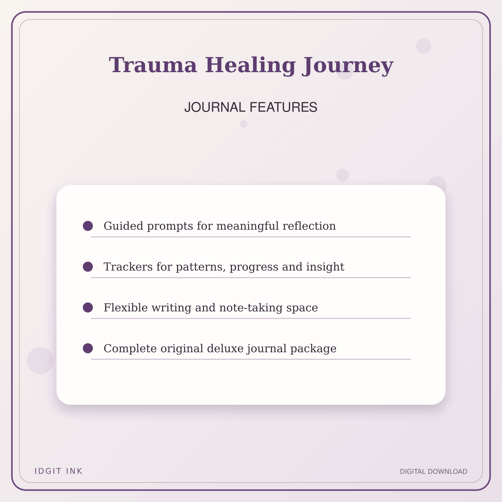 Idgit Ink Trauma Healing Journey deluxe journal and planner bundle — journal prompts and reflection features