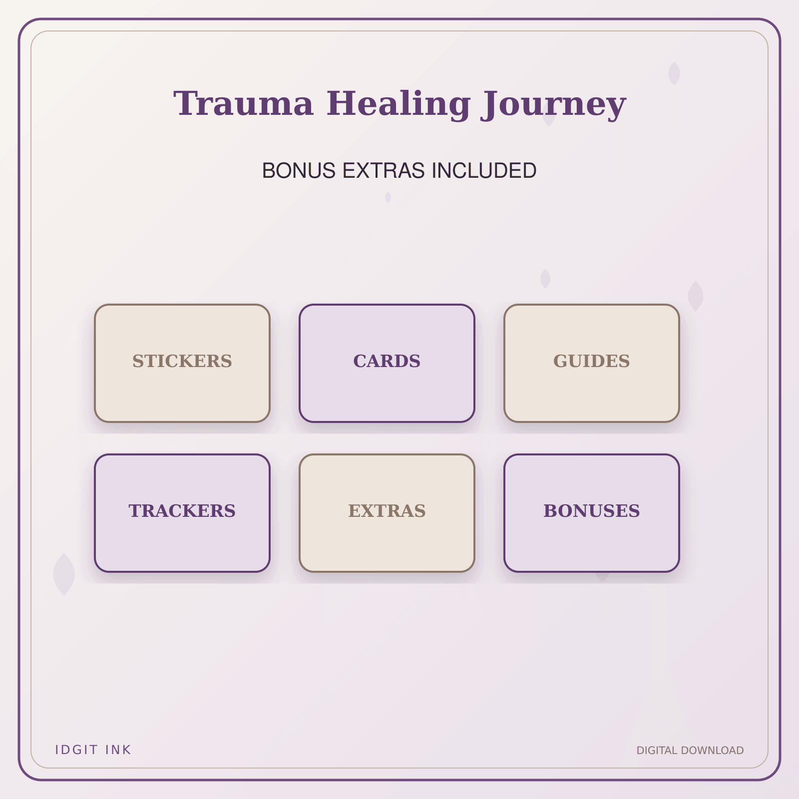 Idgit Ink Trauma Healing Journey deluxe journal and planner bundle — included digital stickers and cards