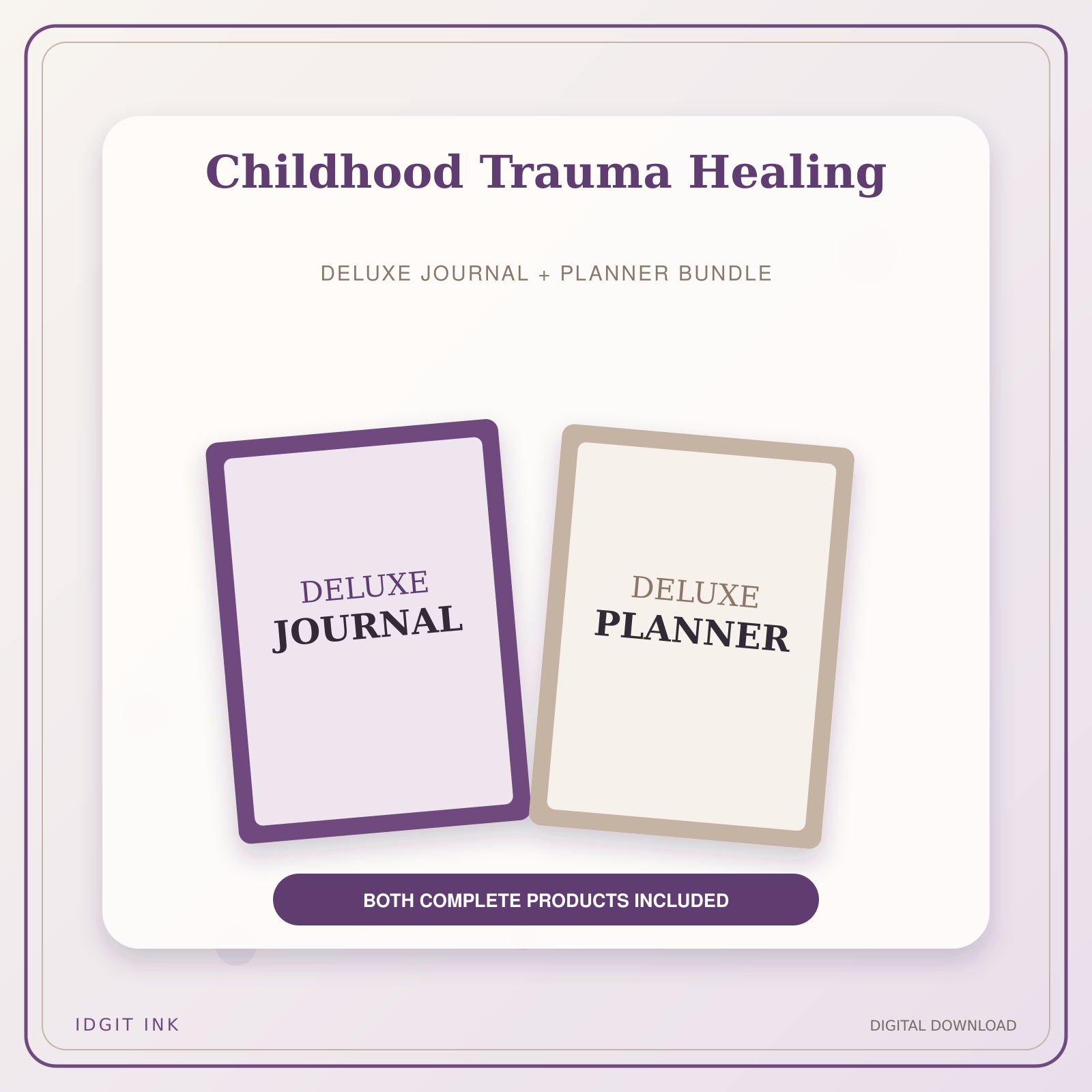 Idgit Ink Childhood Trauma Healing deluxe journal and planner bundle — primary bundle cover showing both deluxe products