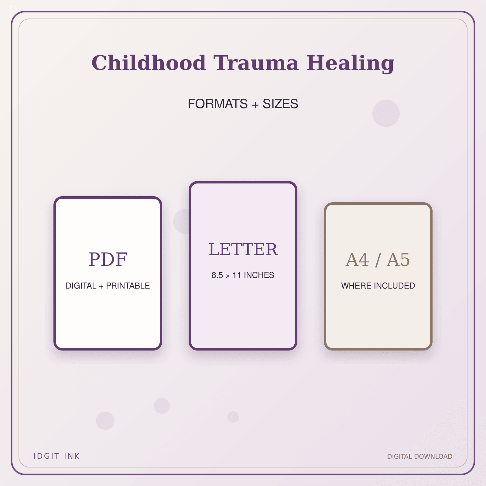 Idgit Ink Childhood Trauma Healing deluxe journal and planner bundle — digital formats and available page sizes