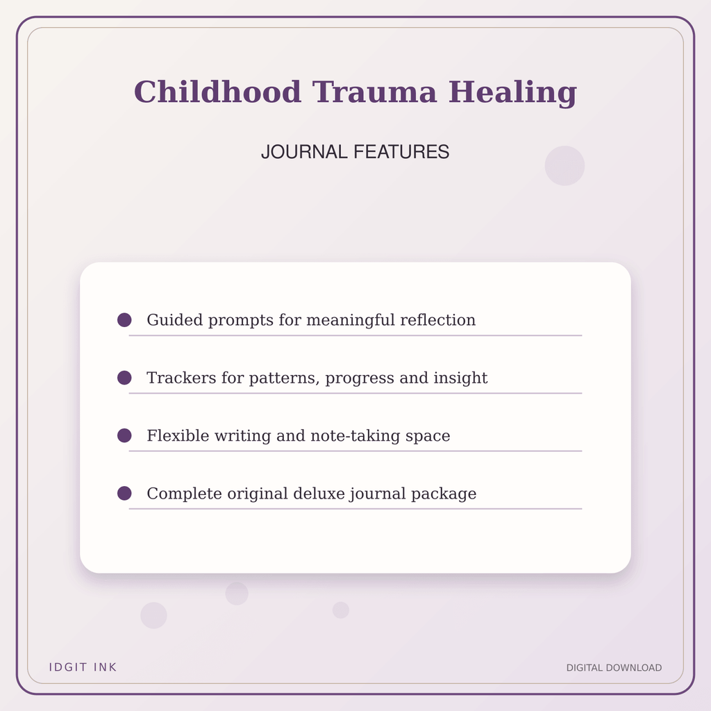 Idgit Ink Childhood Trauma Healing deluxe journal and planner bundle — journal prompts and reflection features