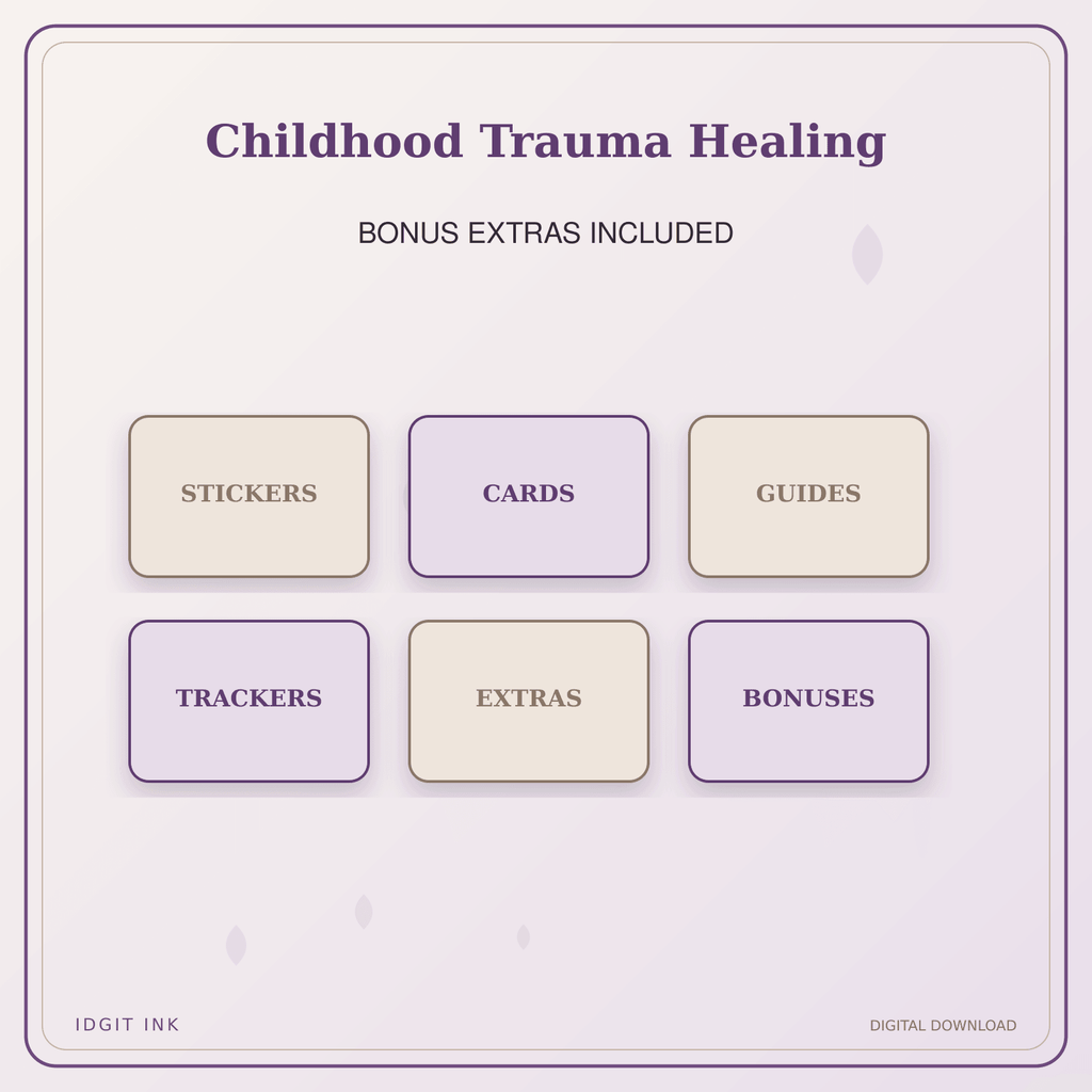 Idgit Ink Childhood Trauma Healing deluxe journal and planner bundle — included digital stickers and cards