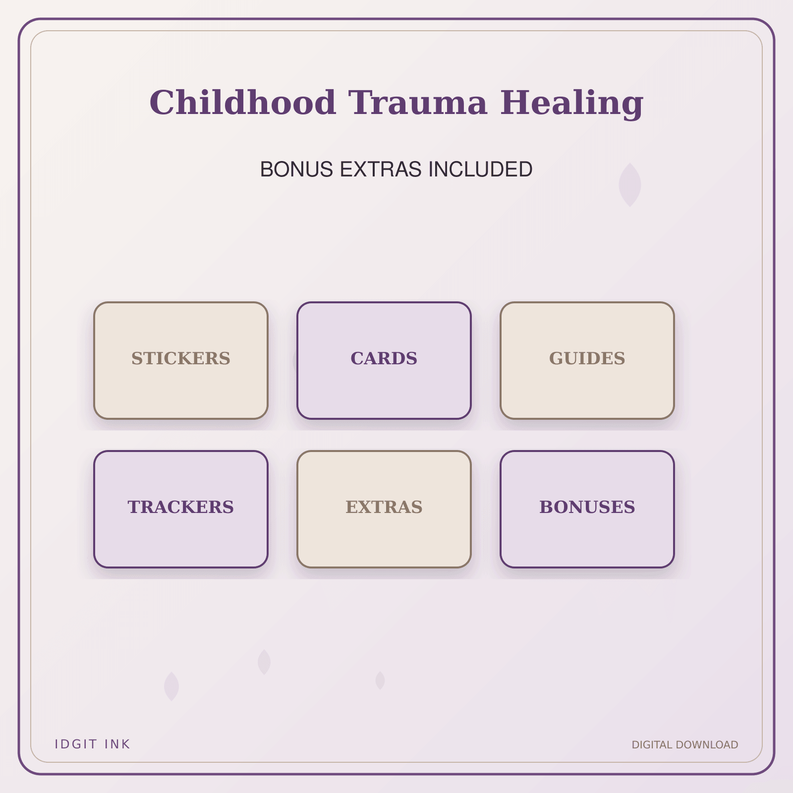 Idgit Ink Childhood Trauma Healing deluxe journal and planner bundle — included digital stickers and cards
