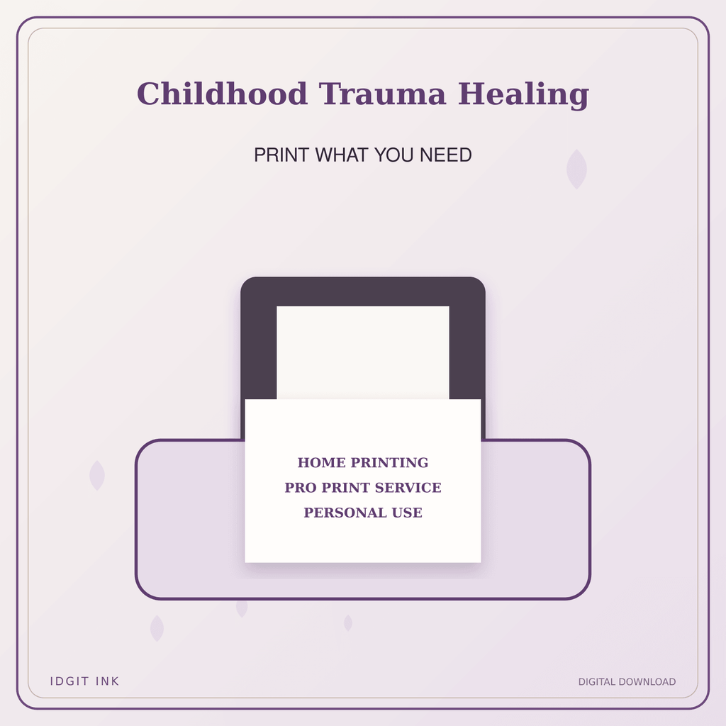 Idgit Ink Childhood Trauma Healing deluxe journal and planner bundle — home and professional printing information