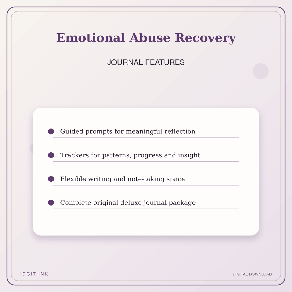 Idgit Ink Emotional Abuse Recovery deluxe journal and planner bundle — journal prompts and reflection features