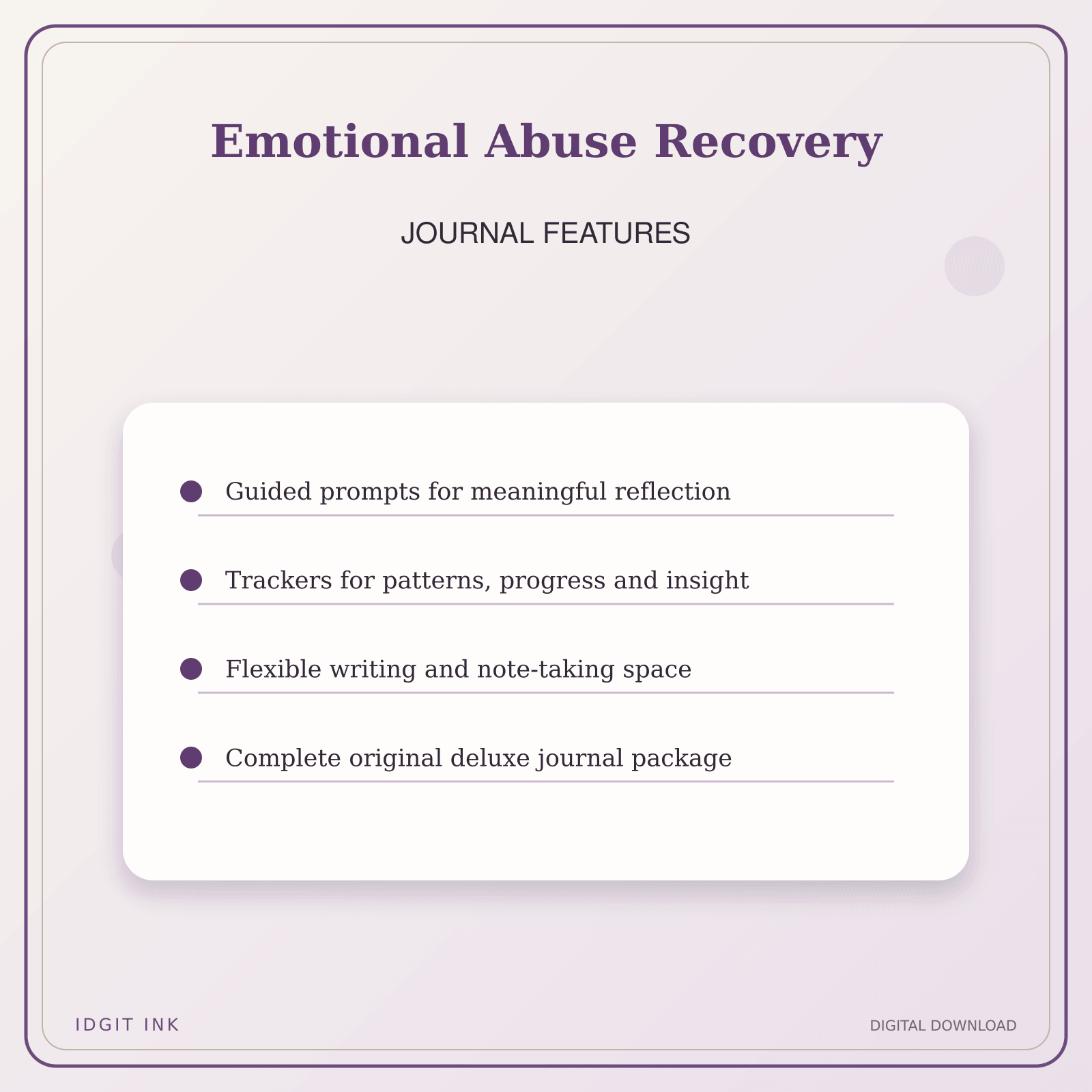 Idgit Ink Emotional Abuse Recovery deluxe journal and planner bundle — journal prompts and reflection features