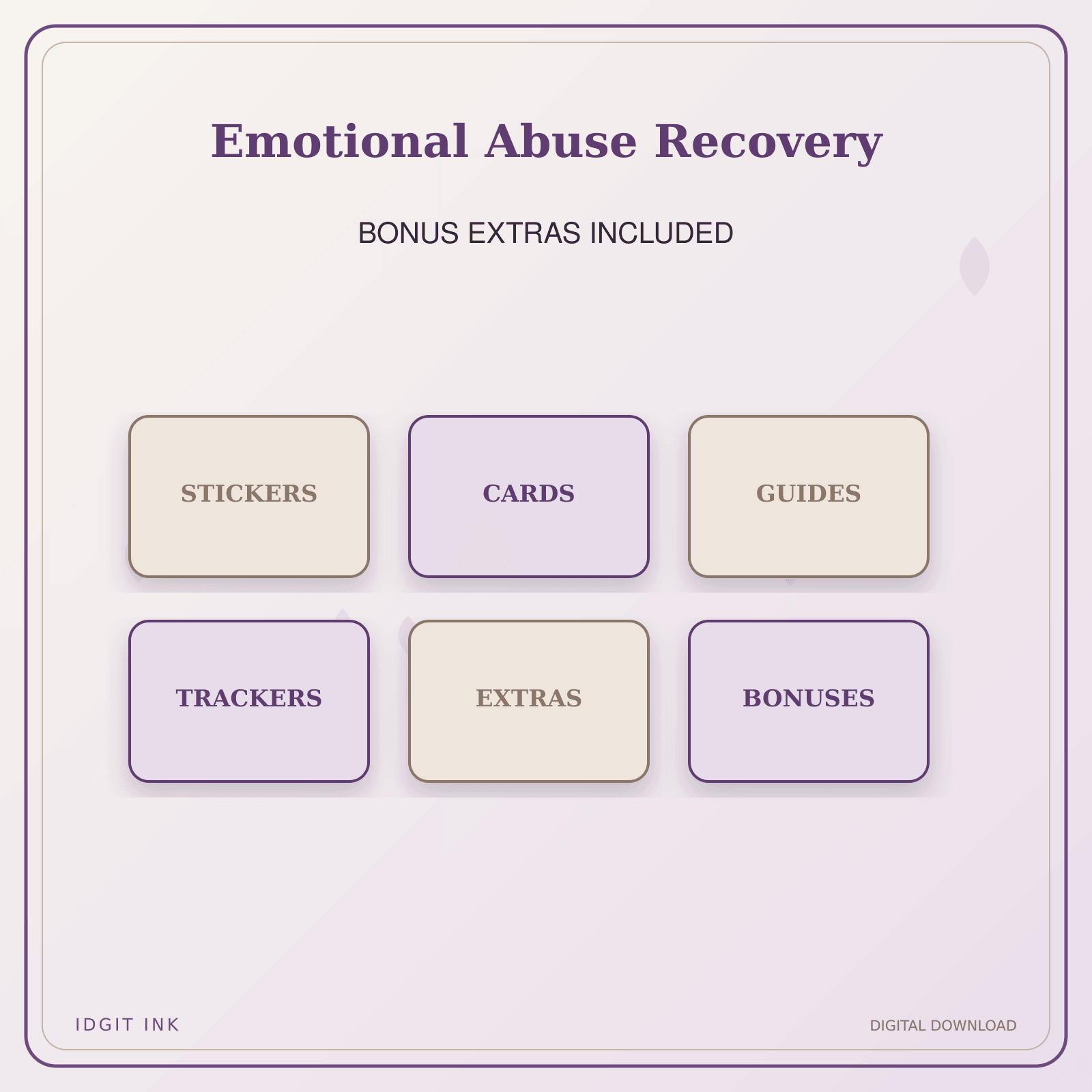 Idgit Ink Emotional Abuse Recovery deluxe journal and planner bundle — included digital stickers and cards