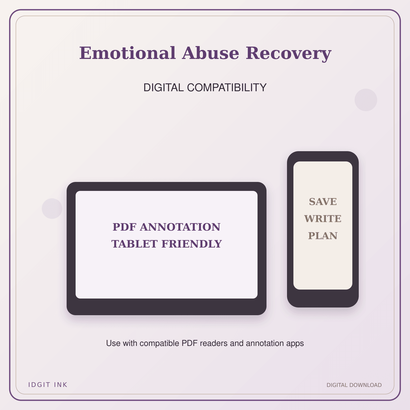Idgit Ink Emotional Abuse Recovery deluxe journal and planner bundle — tablet and pdf annotation compatibility