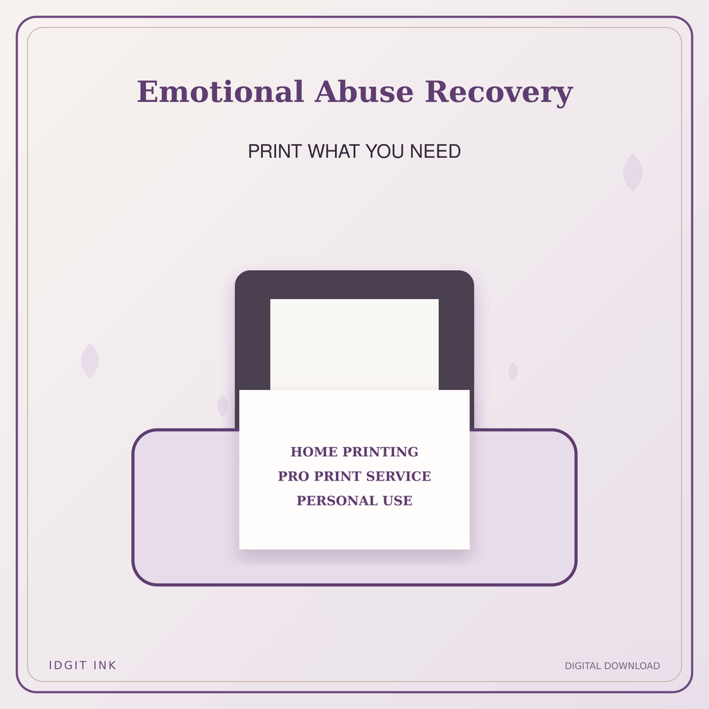 Idgit Ink Emotional Abuse Recovery deluxe journal and planner bundle — home and professional printing information