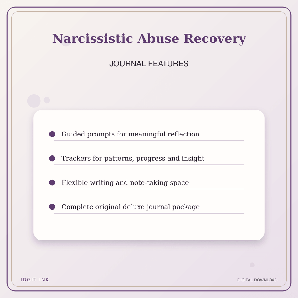 Idgit Ink Narcissistic Abuse Recovery deluxe journal and planner bundle — journal prompts and reflection features