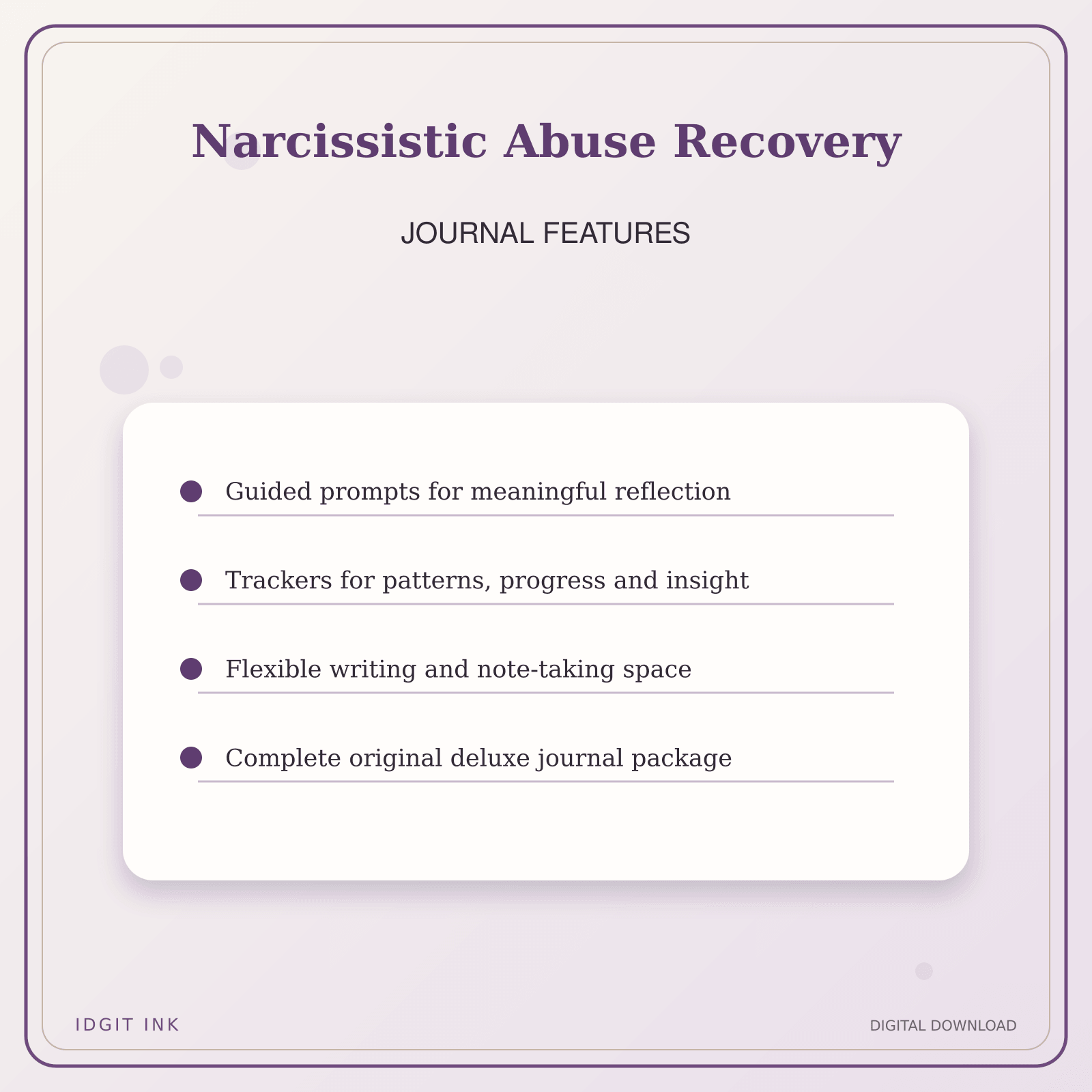 Idgit Ink Narcissistic Abuse Recovery deluxe journal and planner bundle — journal prompts and reflection features