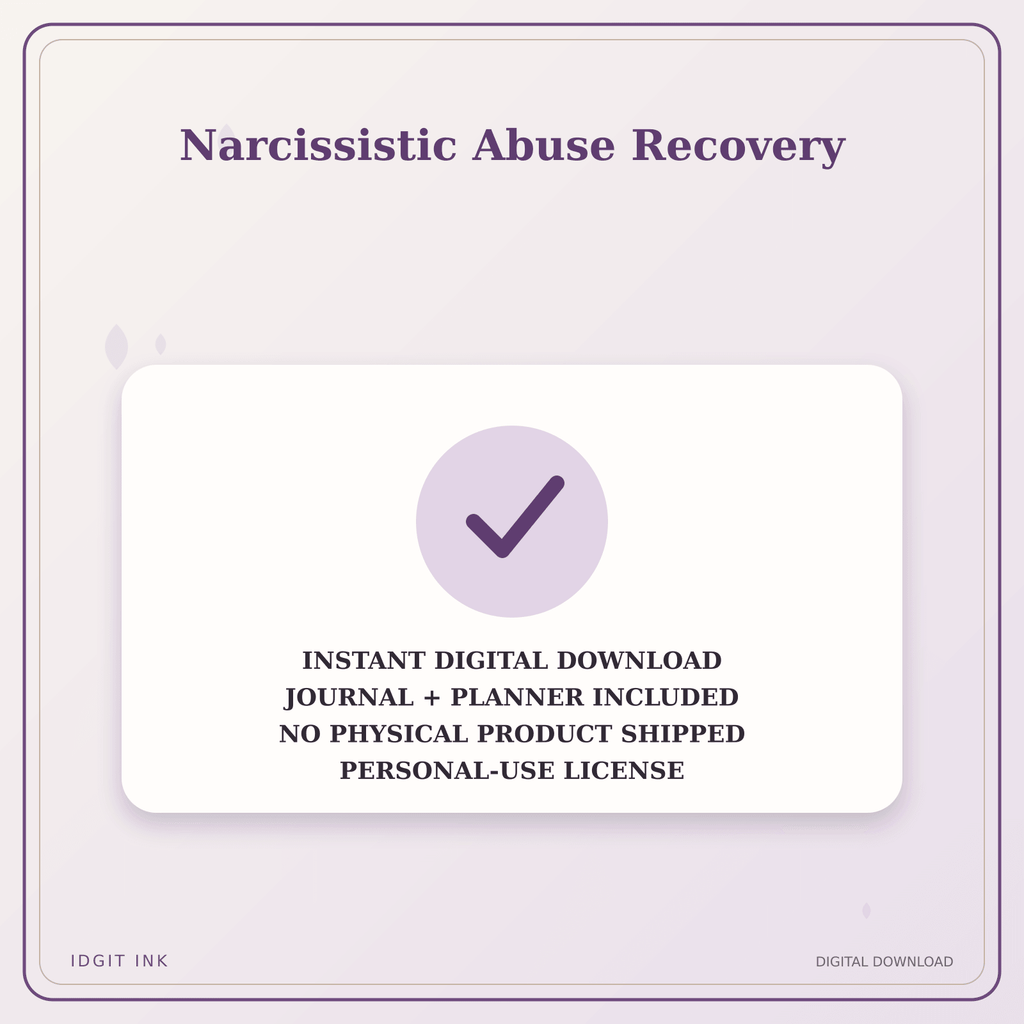 Idgit Ink Narcissistic Abuse Recovery deluxe journal and planner bundle — instant download and no physical product notice