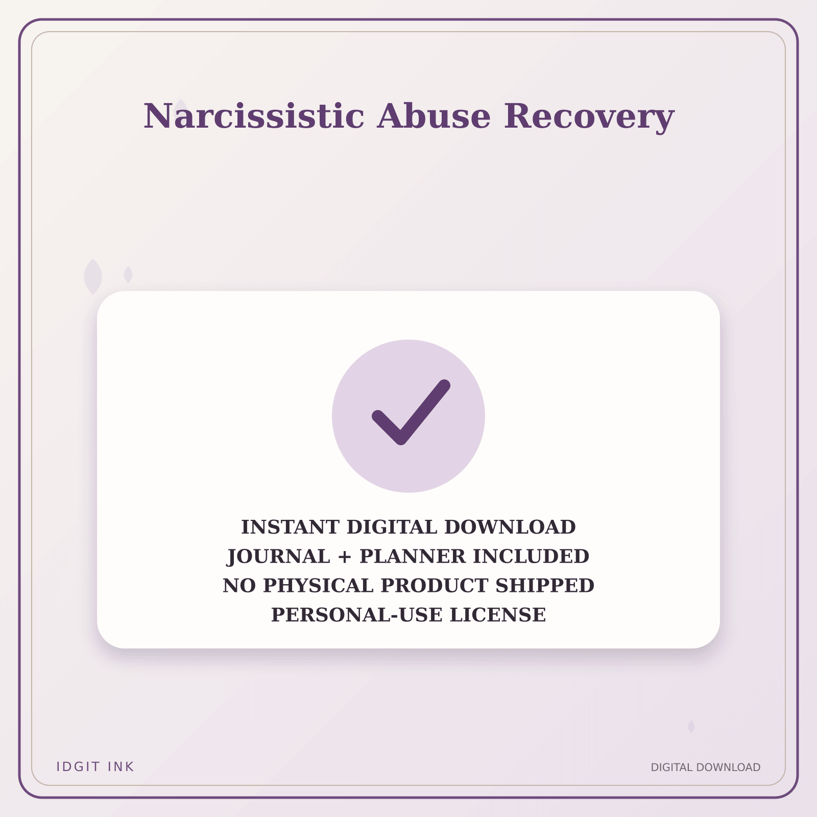 Idgit Ink Narcissistic Abuse Recovery deluxe journal and planner bundle — instant download and no physical product notice