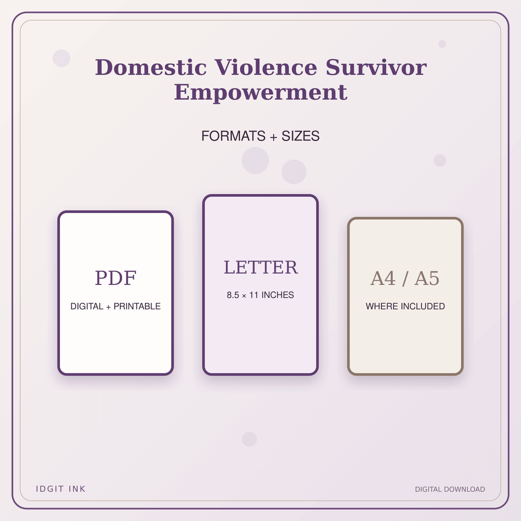 Idgit Ink Domestic Violence Survivor Empowerment deluxe journal and planner bundle — digital formats and available page sizes
