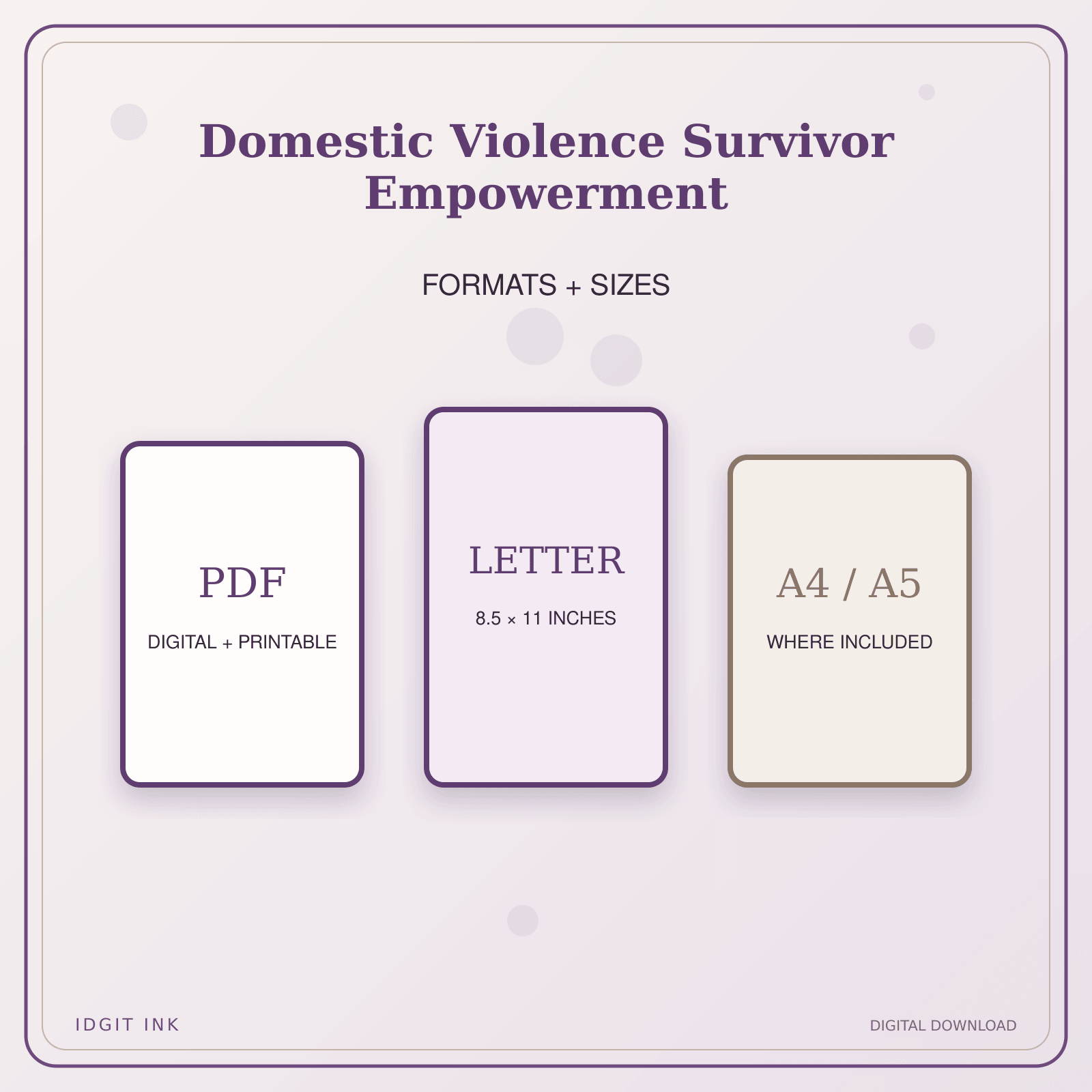 Idgit Ink Domestic Violence Survivor Empowerment deluxe journal and planner bundle — digital formats and available page sizes