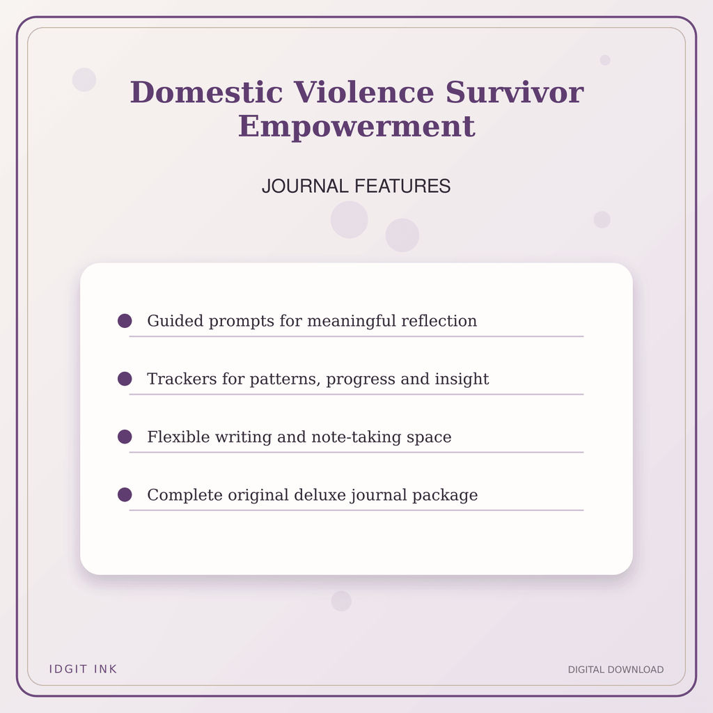 Idgit Ink Domestic Violence Survivor Empowerment deluxe journal and planner bundle — journal prompts and reflection features