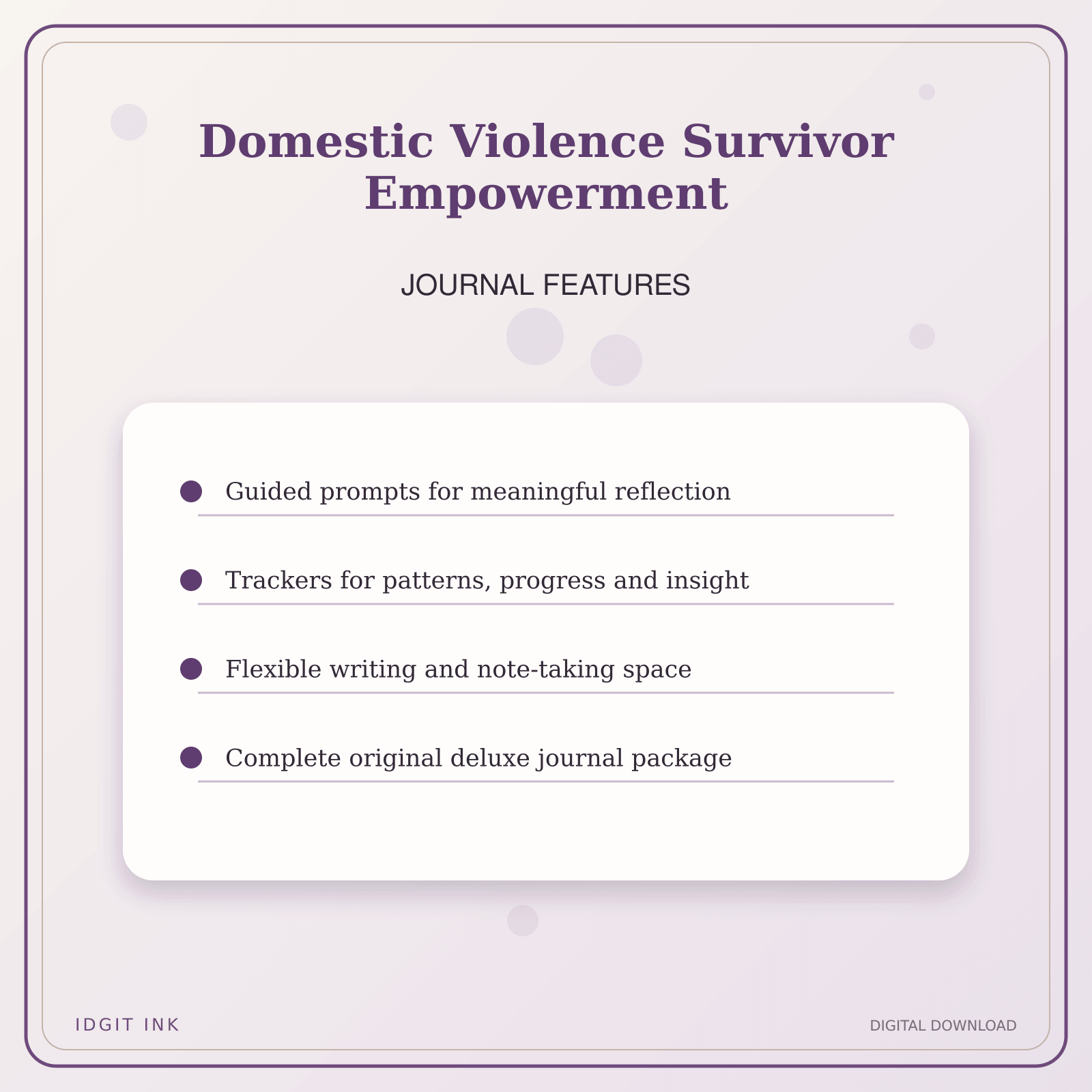 Idgit Ink Domestic Violence Survivor Empowerment deluxe journal and planner bundle — journal prompts and reflection features