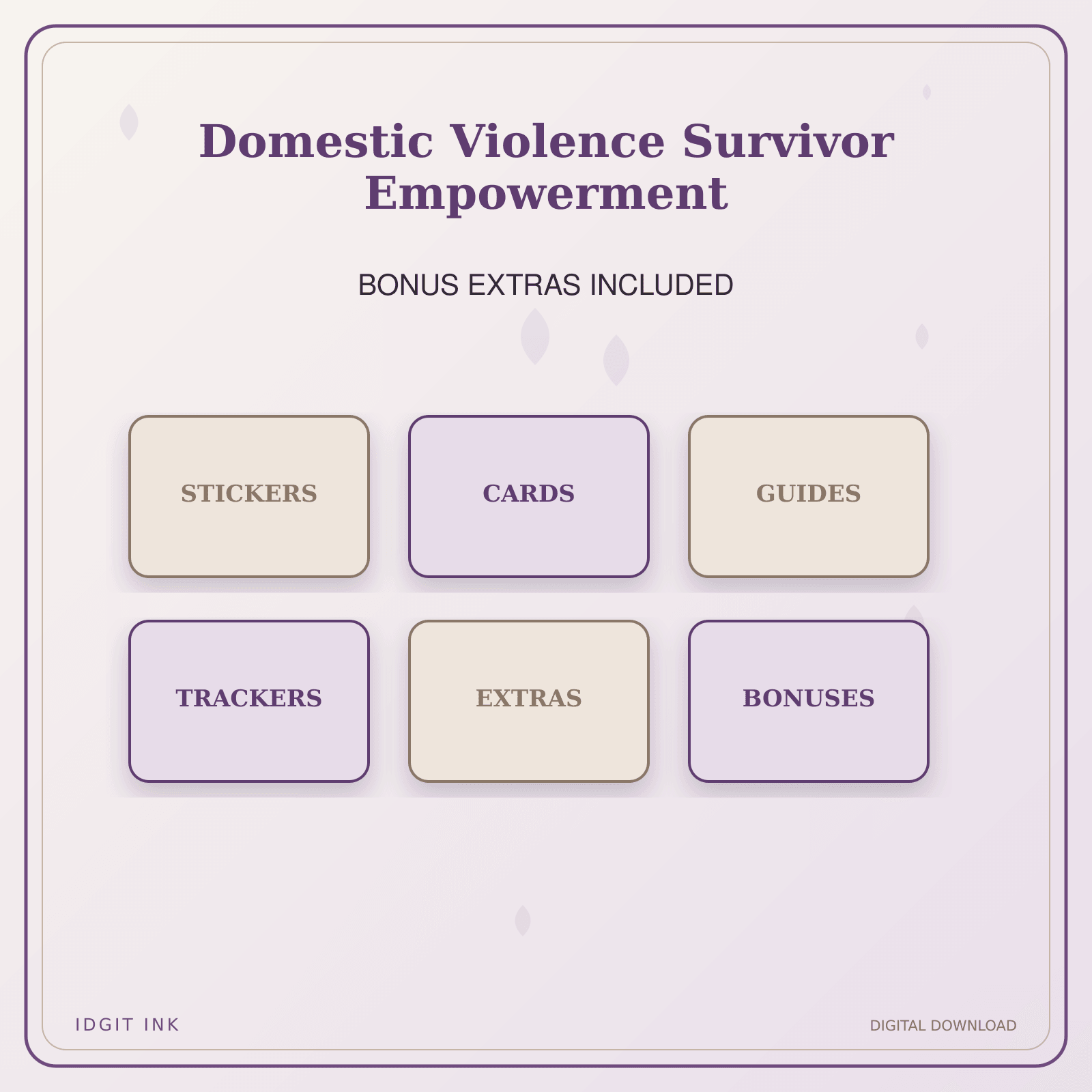 Idgit Ink Domestic Violence Survivor Empowerment deluxe journal and planner bundle — included digital stickers and cards