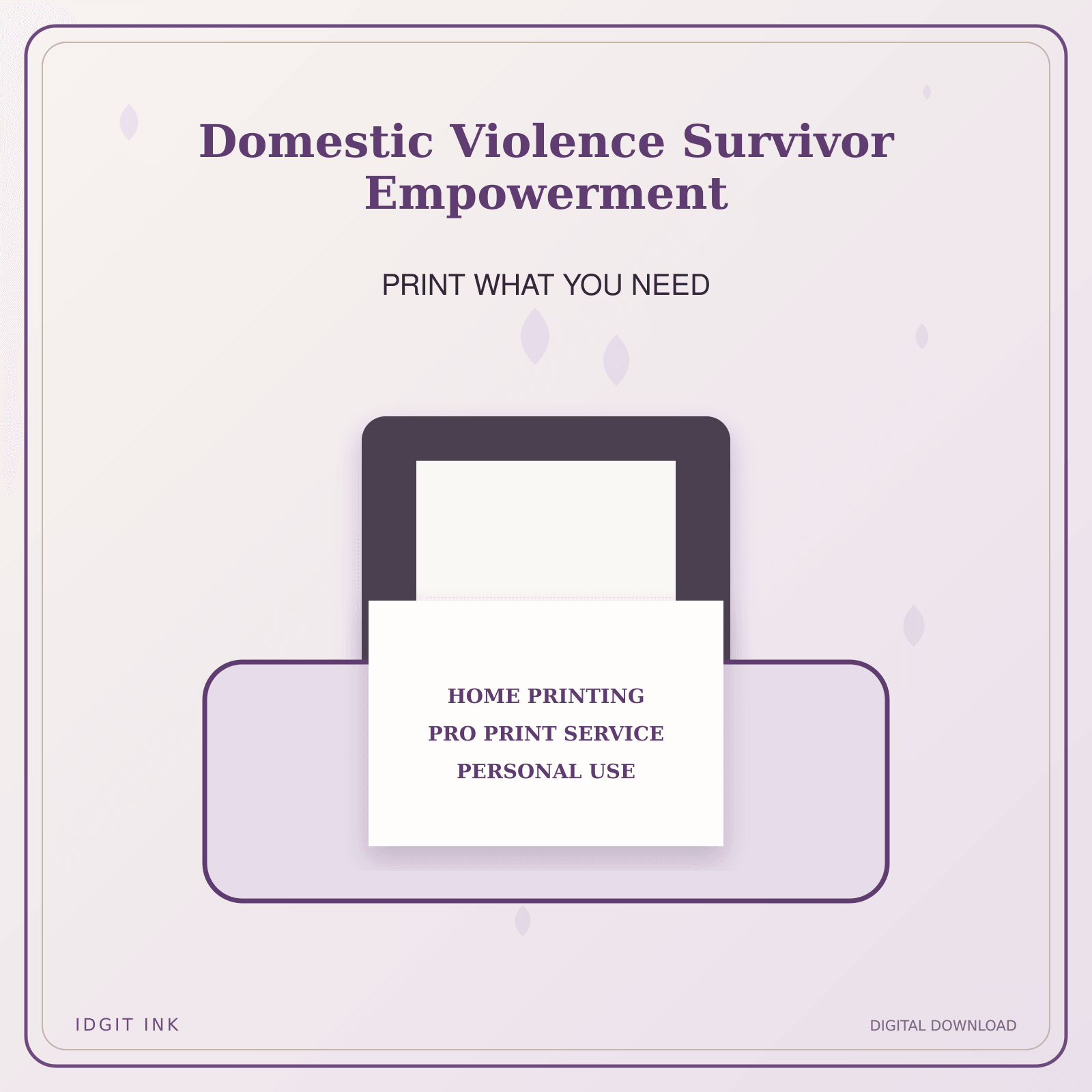 Idgit Ink Domestic Violence Survivor Empowerment deluxe journal and planner bundle — home and professional printing information