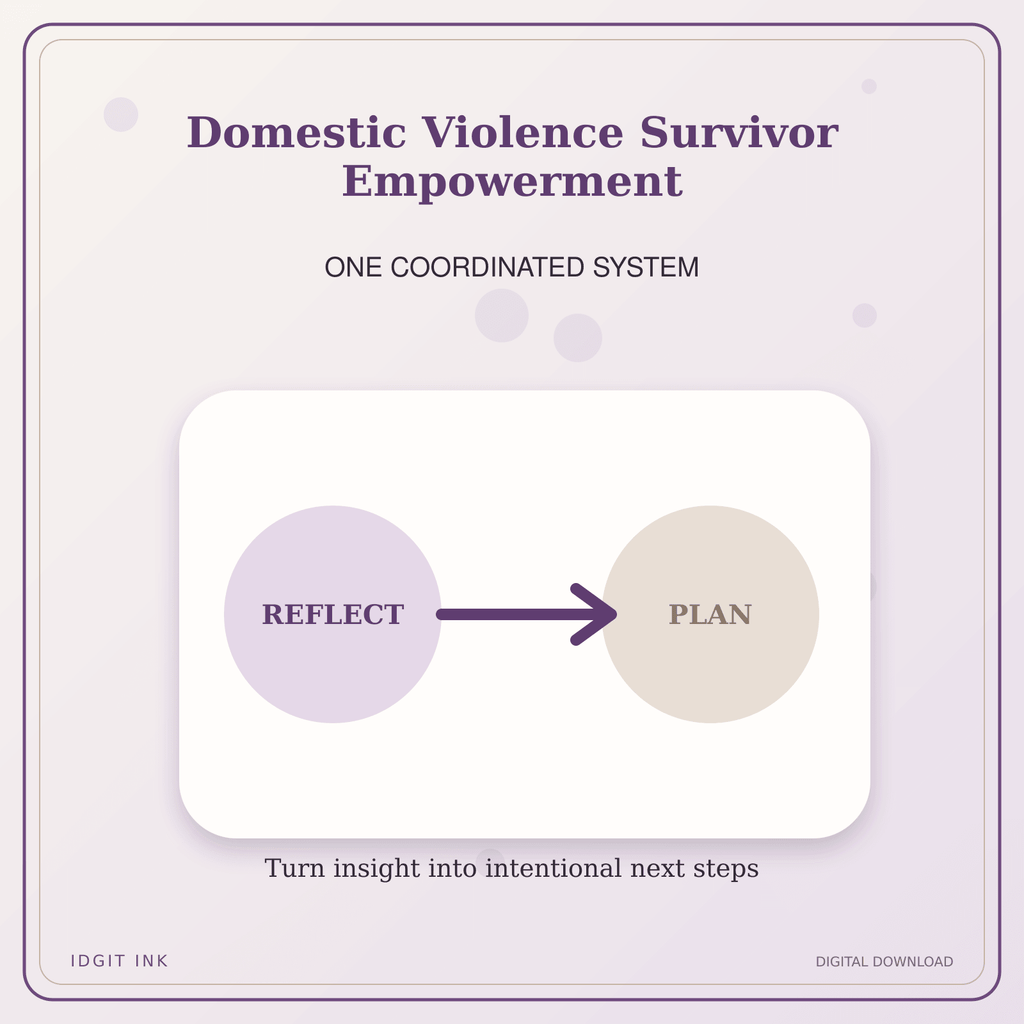 Idgit Ink Domestic Violence Survivor Empowerment deluxe journal and planner bundle — topic-specific benefits and use cases
