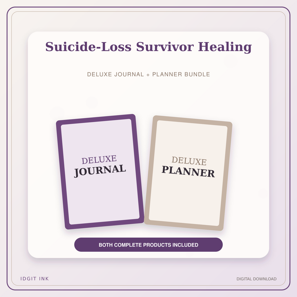 Idgit Ink Suicide-Loss Survivor Healing deluxe journal and planner bundle — primary bundle cover showing both deluxe products