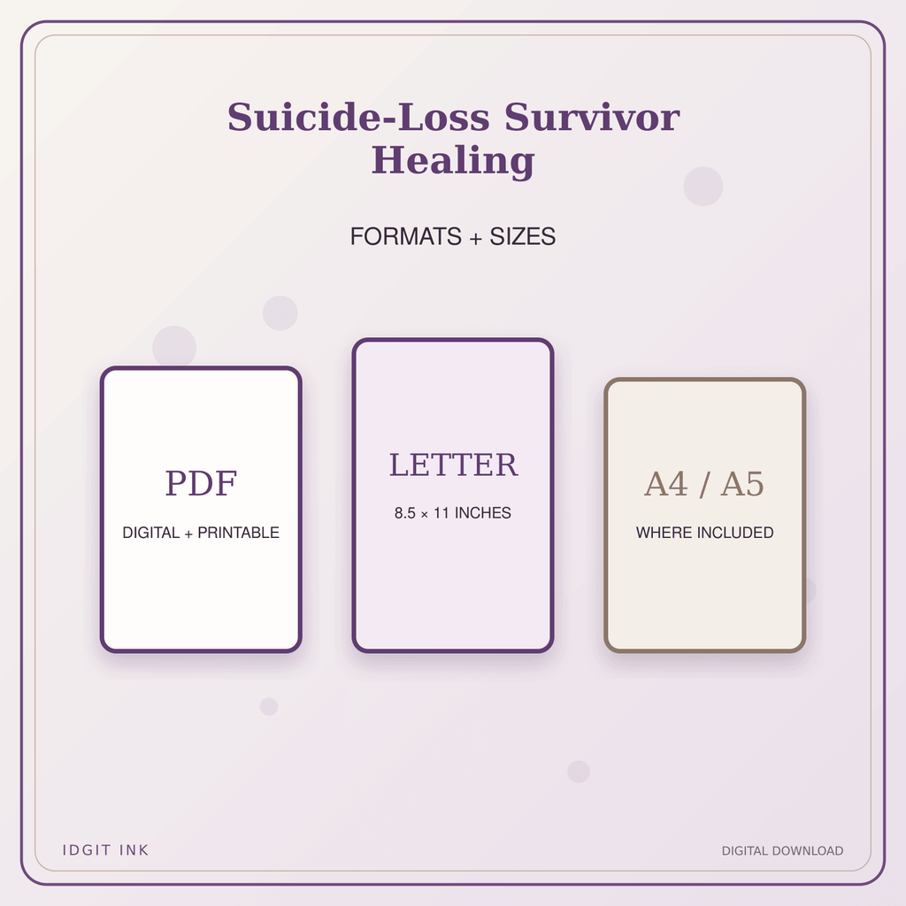 Idgit Ink Suicide-Loss Survivor Healing deluxe journal and planner bundle — digital formats and available page sizes