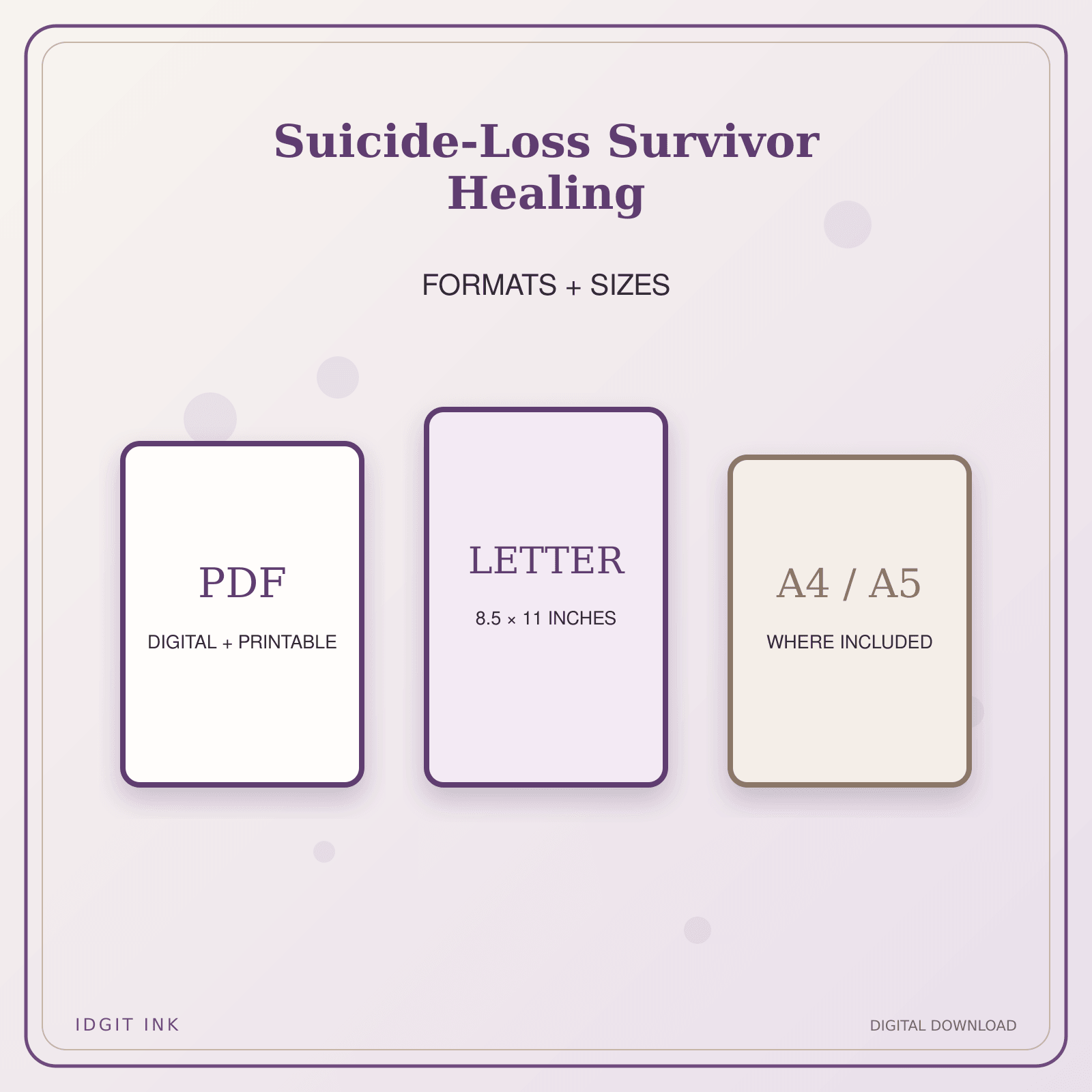 Idgit Ink Suicide-Loss Survivor Healing deluxe journal and planner bundle — digital formats and available page sizes
