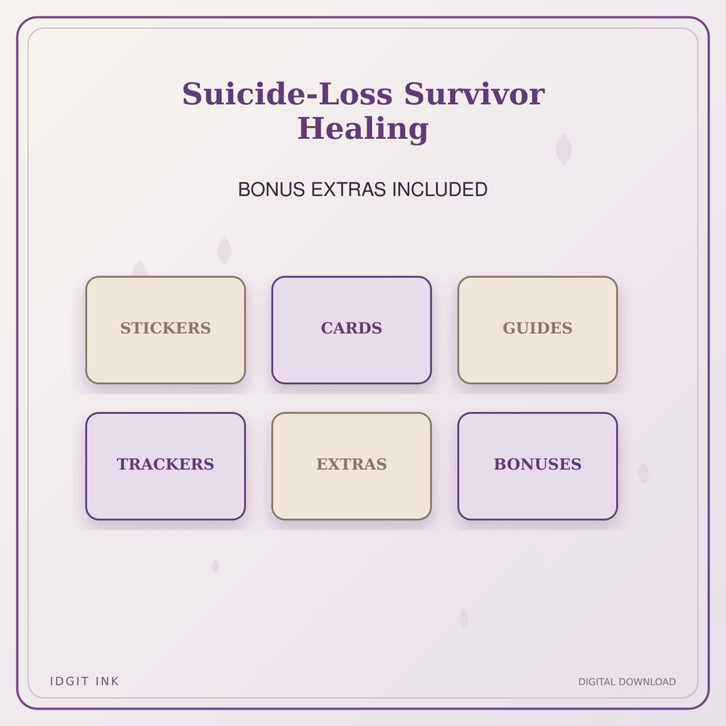 Idgit Ink Suicide-Loss Survivor Healing deluxe journal and planner bundle — included digital stickers and cards