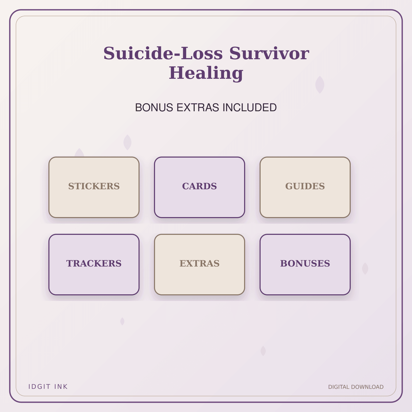 Idgit Ink Suicide-Loss Survivor Healing deluxe journal and planner bundle — included digital stickers and cards
