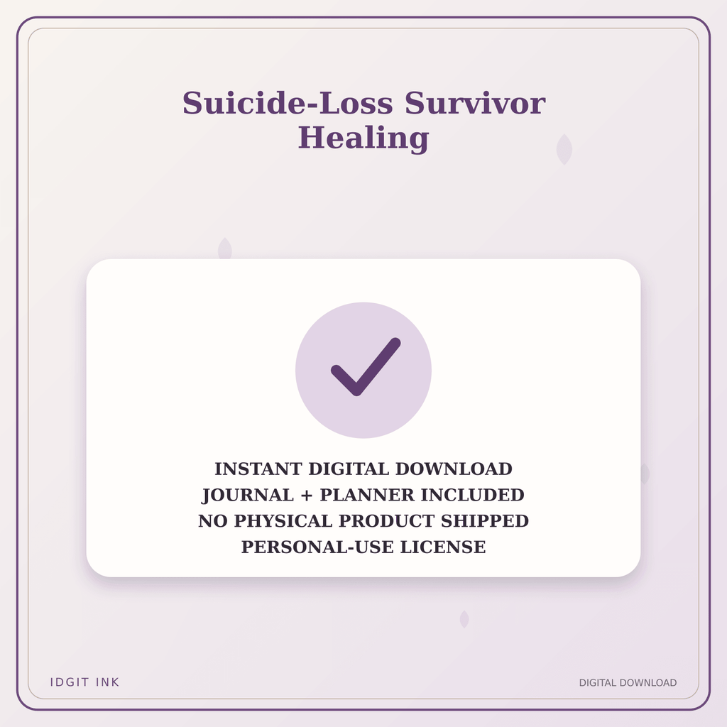 Idgit Ink Suicide-Loss Survivor Healing deluxe journal and planner bundle — instant download and no physical product notice
