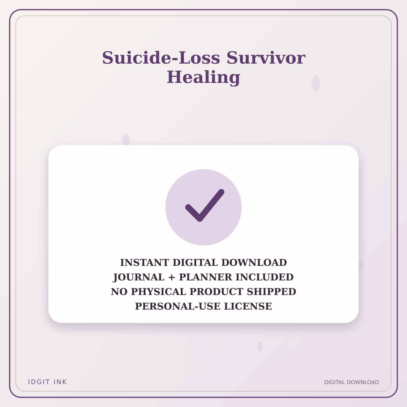Idgit Ink Suicide-Loss Survivor Healing deluxe journal and planner bundle — instant download and no physical product notice