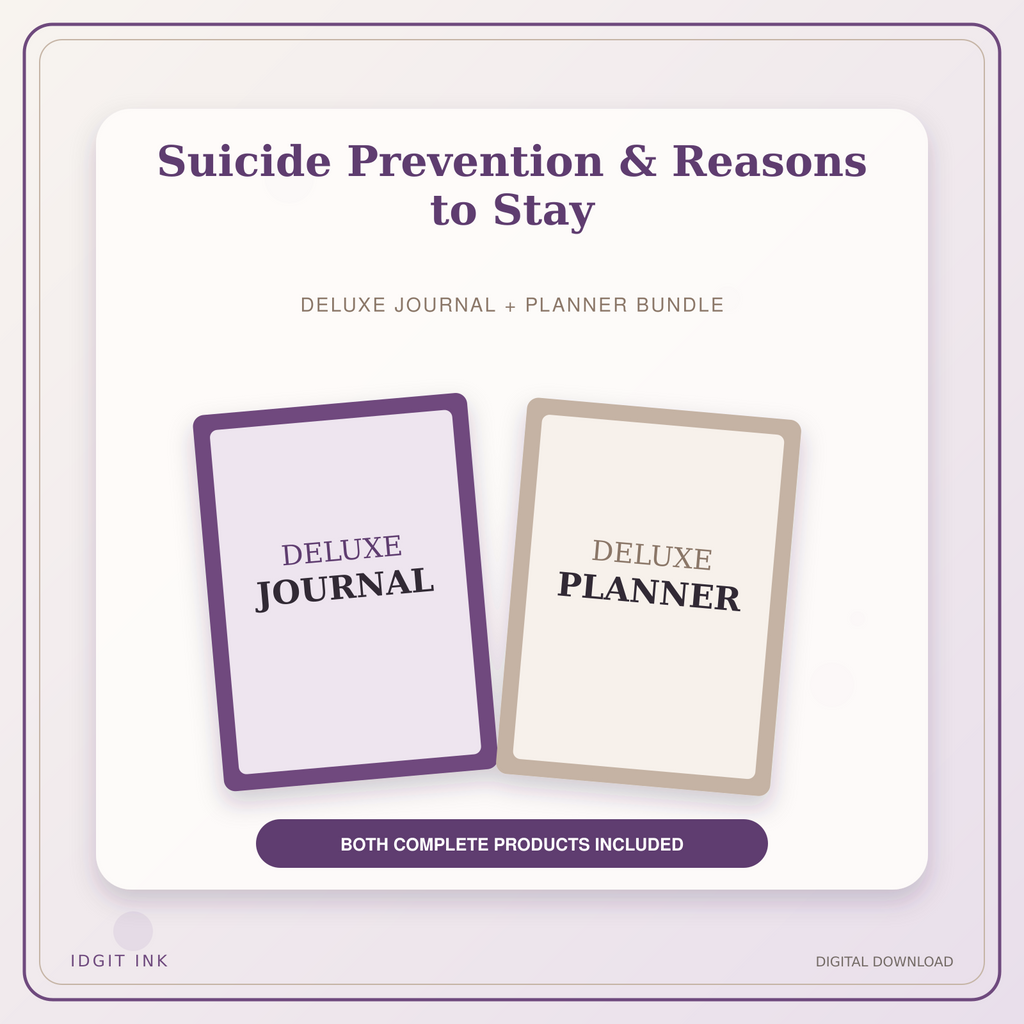 Idgit Ink Suicide Prevention & Reasons to Stay deluxe journal and planner bundle — primary bundle cover showing both deluxe products