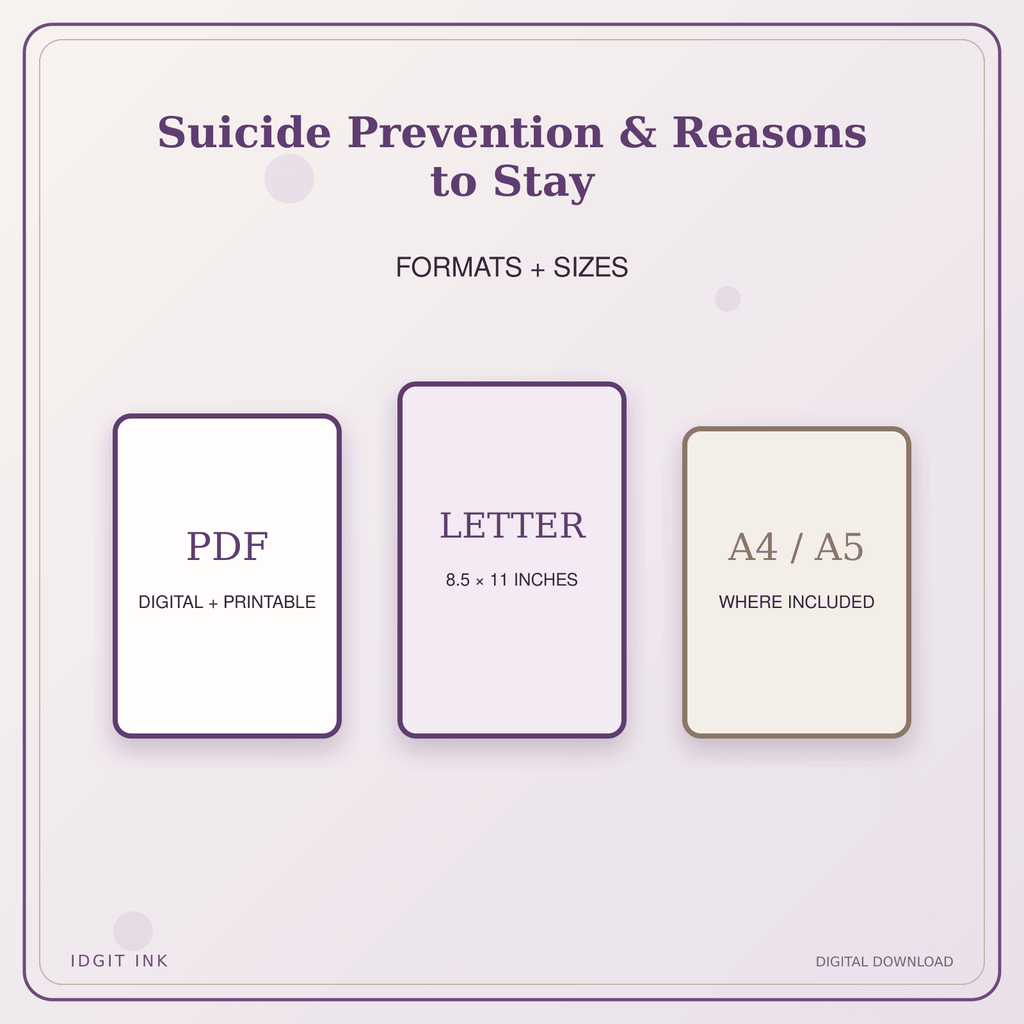 Idgit Ink Suicide Prevention & Reasons to Stay deluxe journal and planner bundle — digital formats and available page sizes