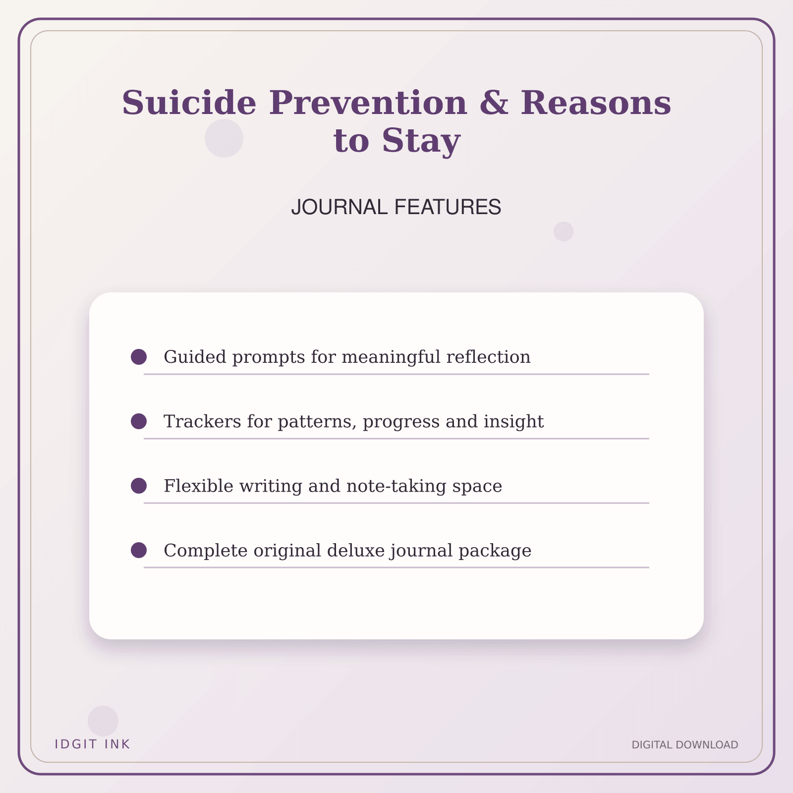 Idgit Ink Suicide Prevention & Reasons to Stay deluxe journal and planner bundle — journal prompts and reflection features