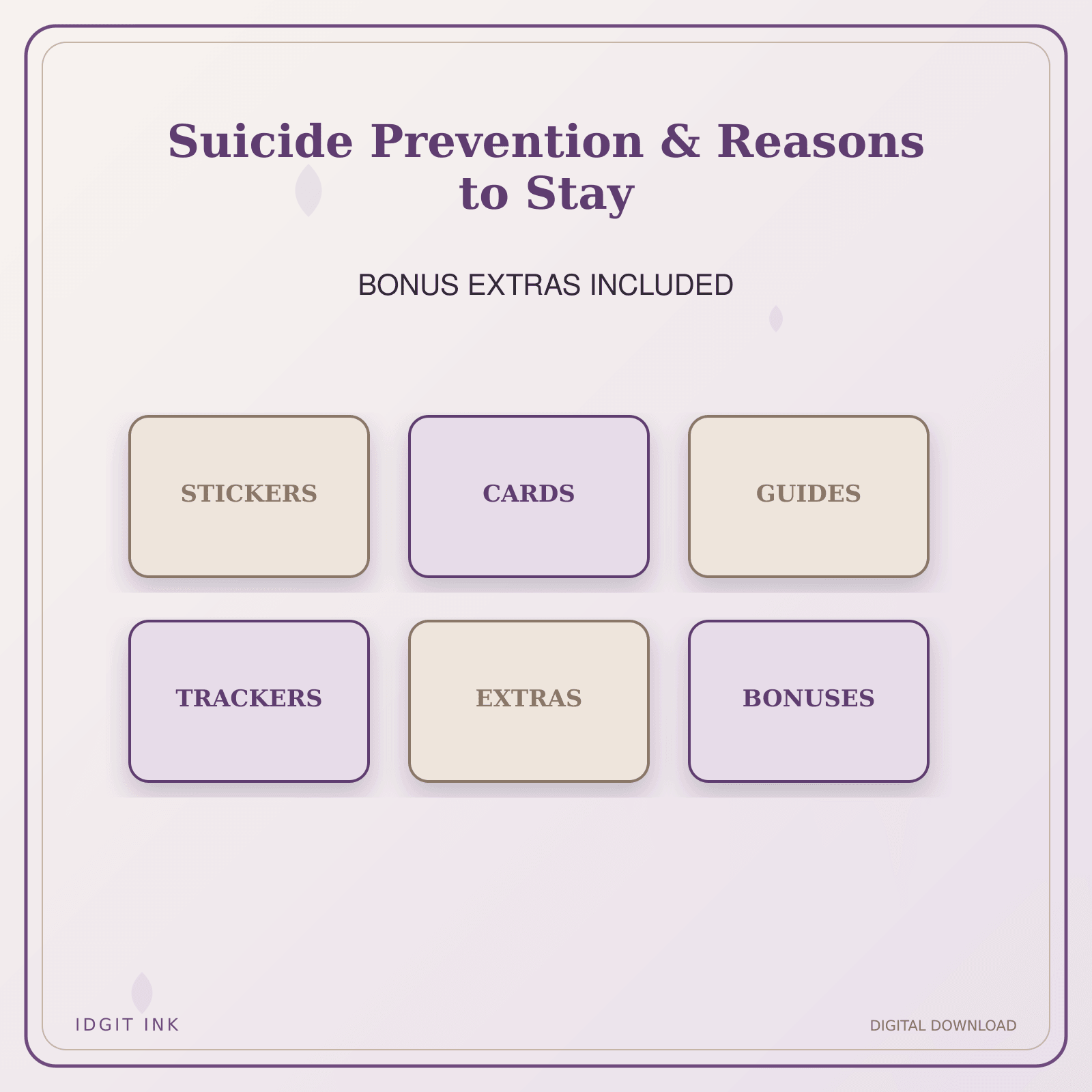 Idgit Ink Suicide Prevention & Reasons to Stay deluxe journal and planner bundle — included digital stickers and cards