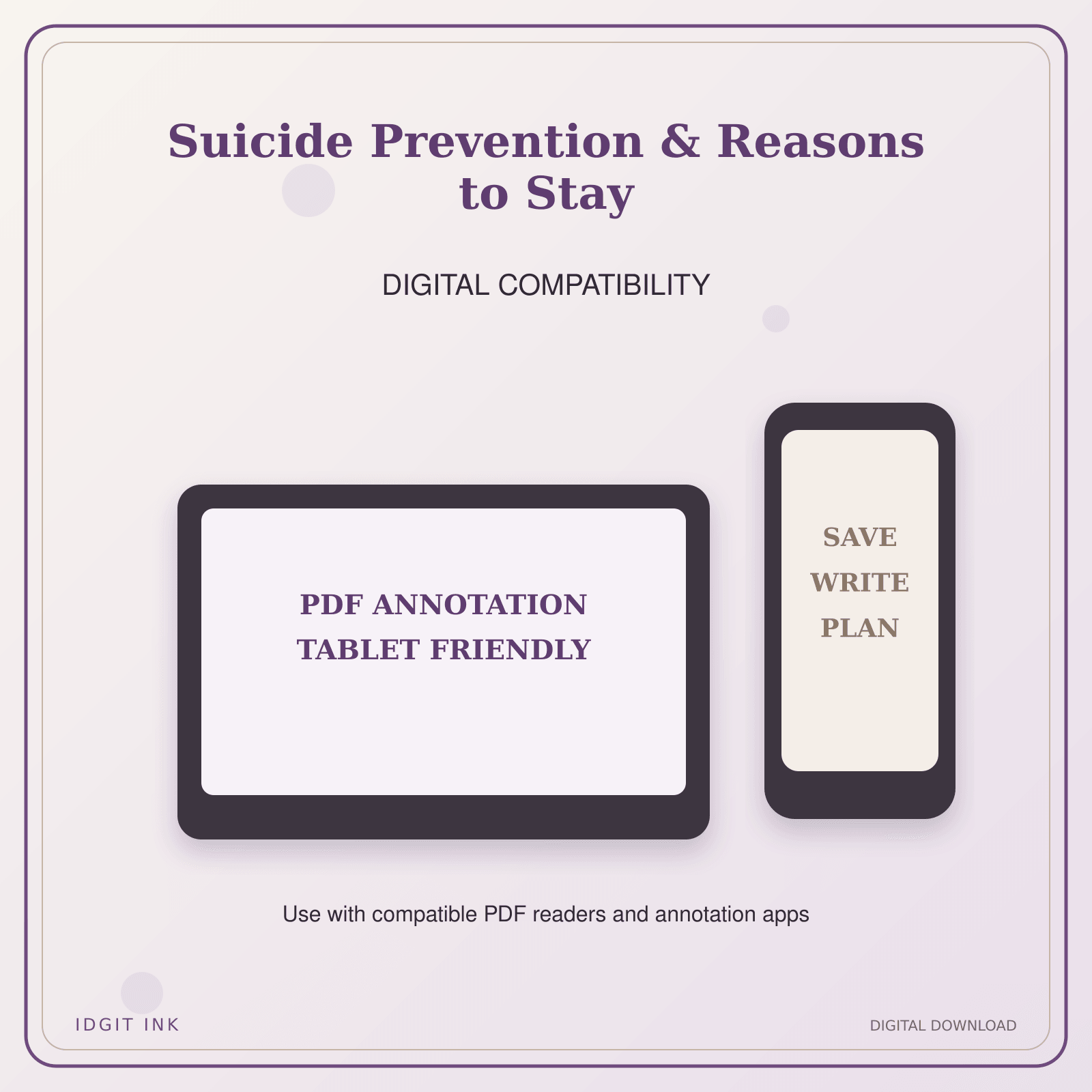 Idgit Ink Suicide Prevention & Reasons to Stay deluxe journal and planner bundle — tablet and pdf annotation compatibility