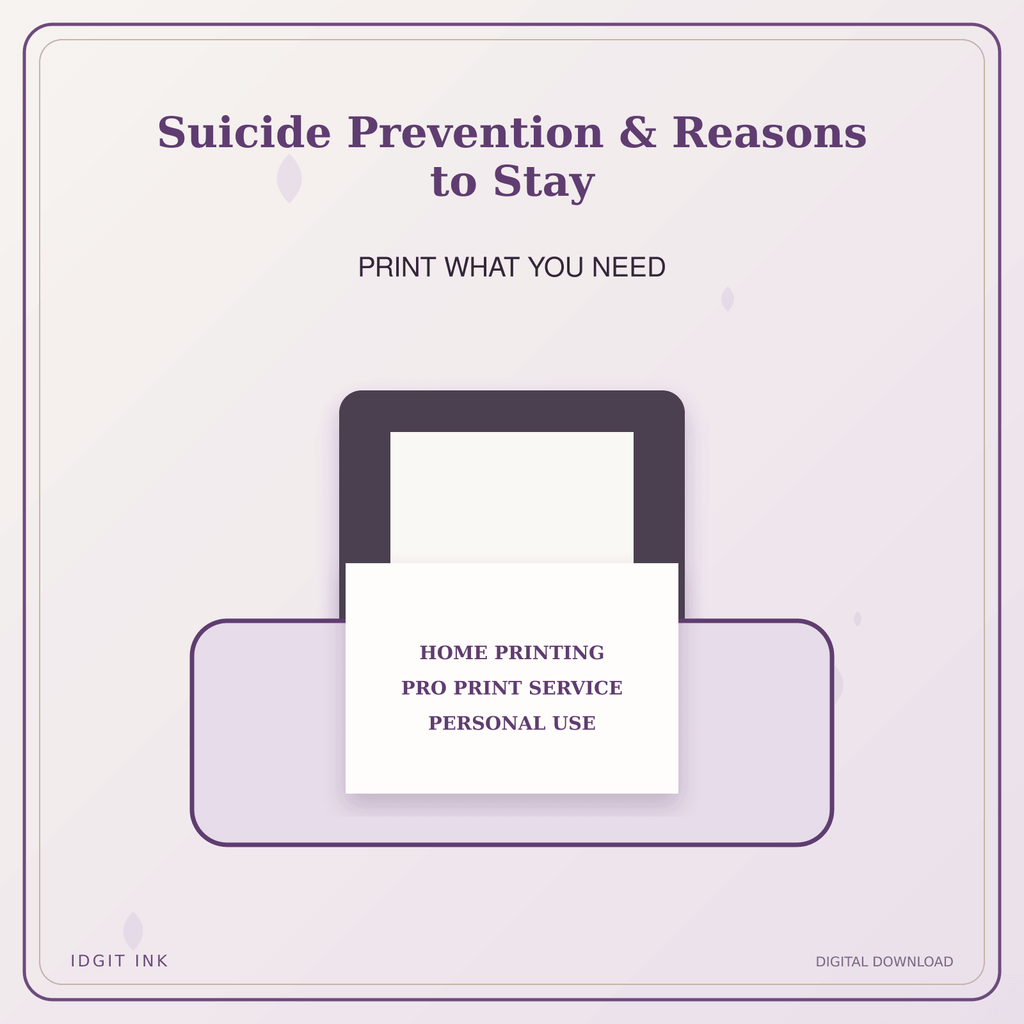 Idgit Ink Suicide Prevention & Reasons to Stay deluxe journal and planner bundle — home and professional printing information