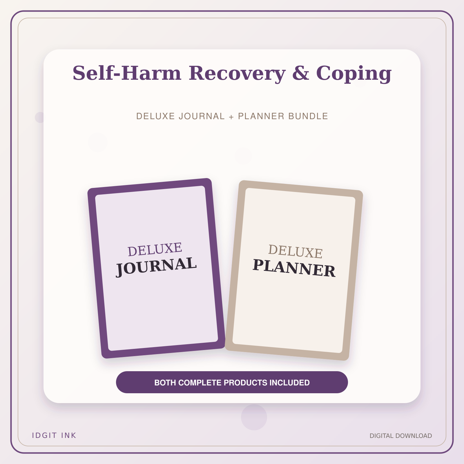 Idgit Ink Self-Harm Recovery & Coping deluxe journal and planner bundle — primary bundle cover showing both deluxe products