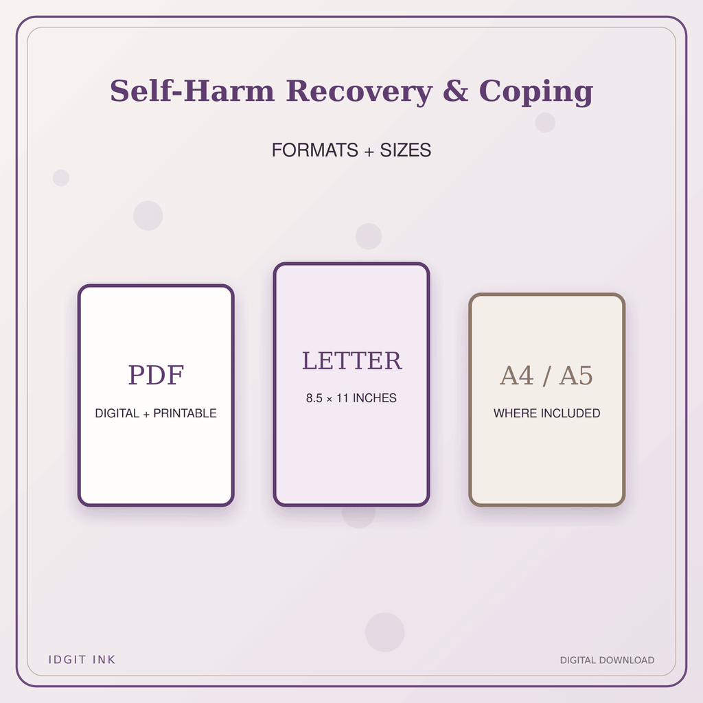 Idgit Ink Self-Harm Recovery & Coping deluxe journal and planner bundle — digital formats and available page sizes