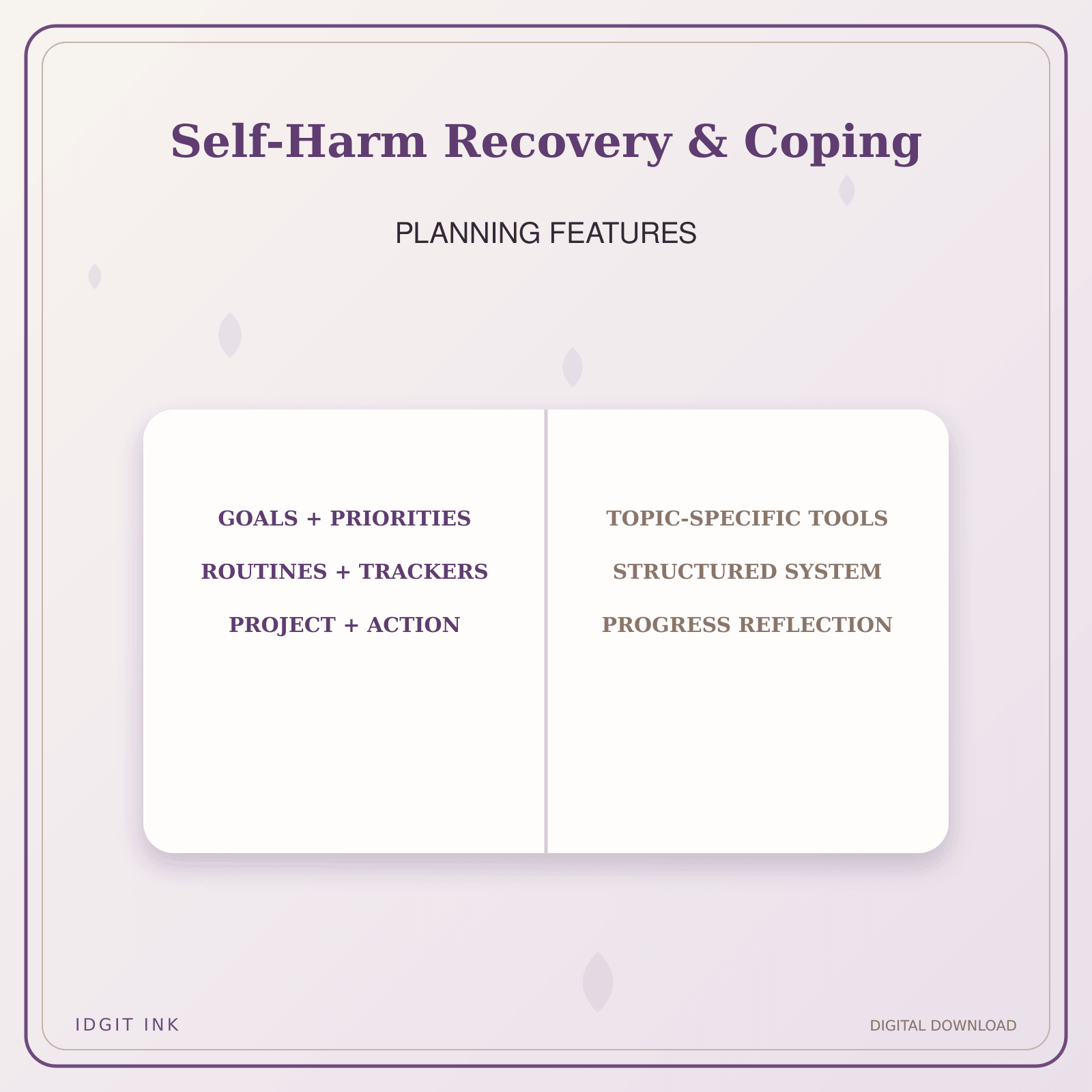 Idgit Ink Self-Harm Recovery & Coping deluxe journal and planner bundle — planner organization and planning features