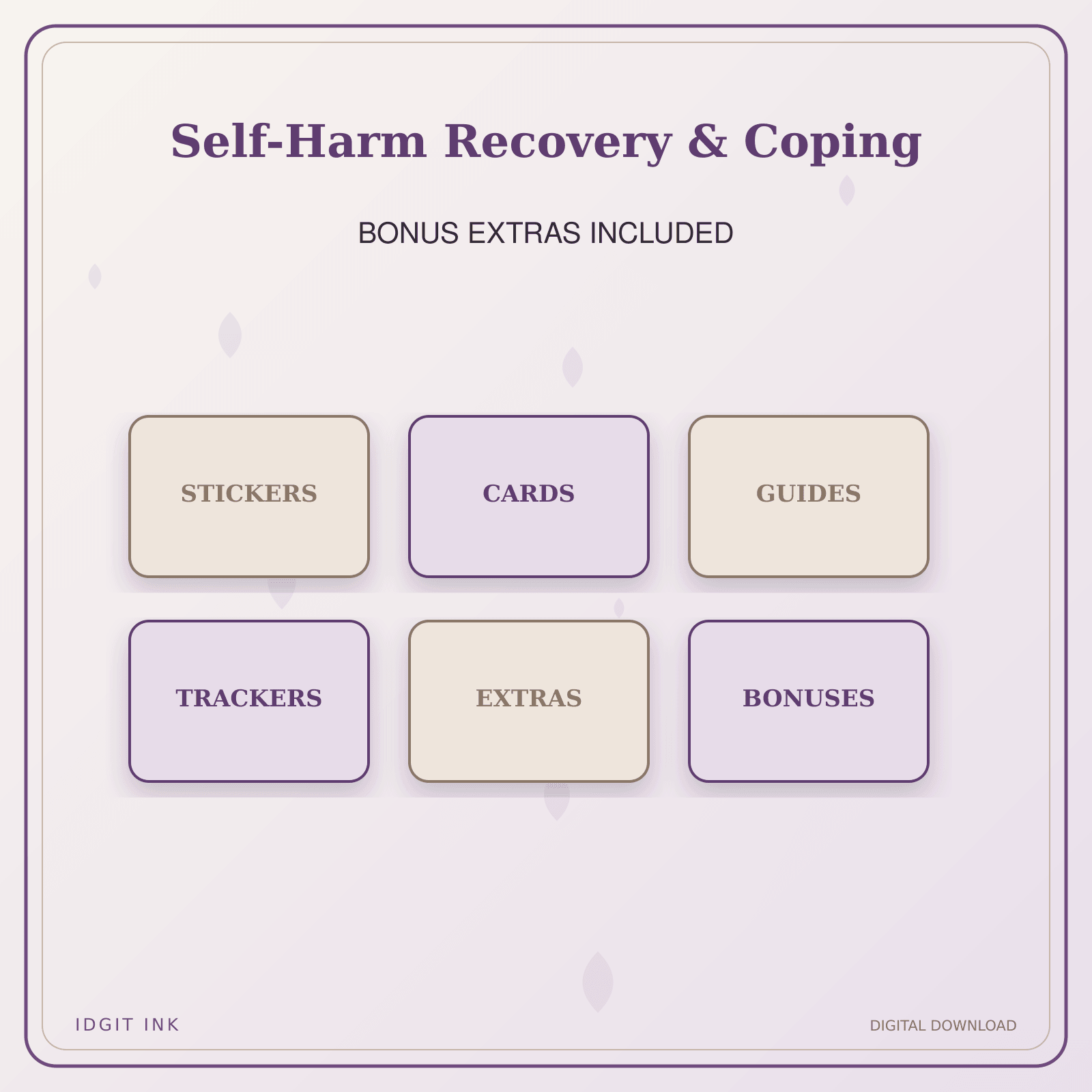Idgit Ink Self-Harm Recovery & Coping deluxe journal and planner bundle — included digital stickers and cards