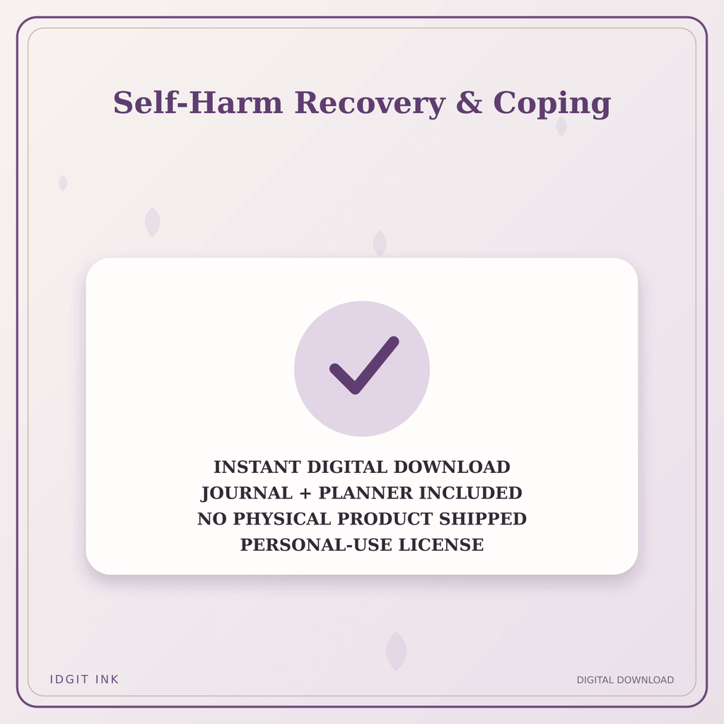 Idgit Ink Self-Harm Recovery & Coping deluxe journal and planner bundle — instant download and no physical product notice