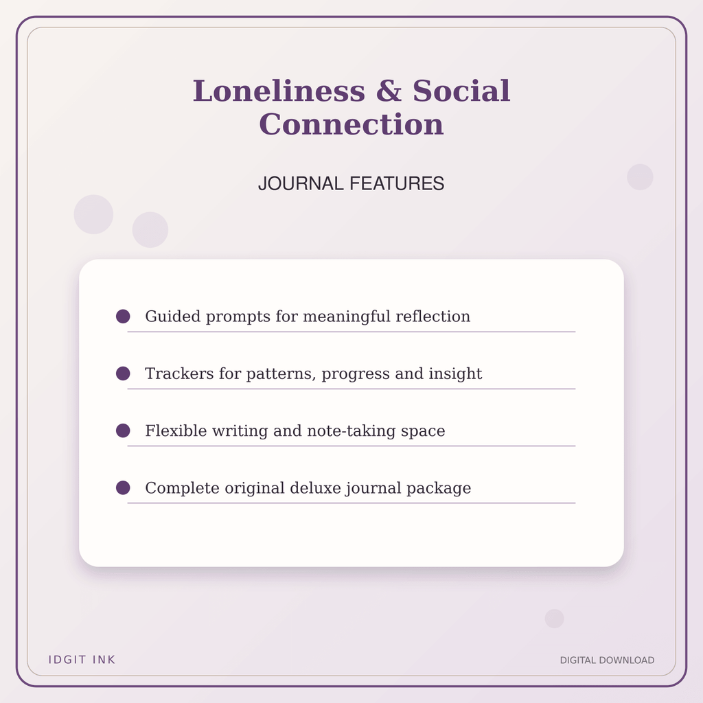 Idgit Ink Loneliness & Social Connection deluxe journal and planner bundle — journal prompts and reflection features