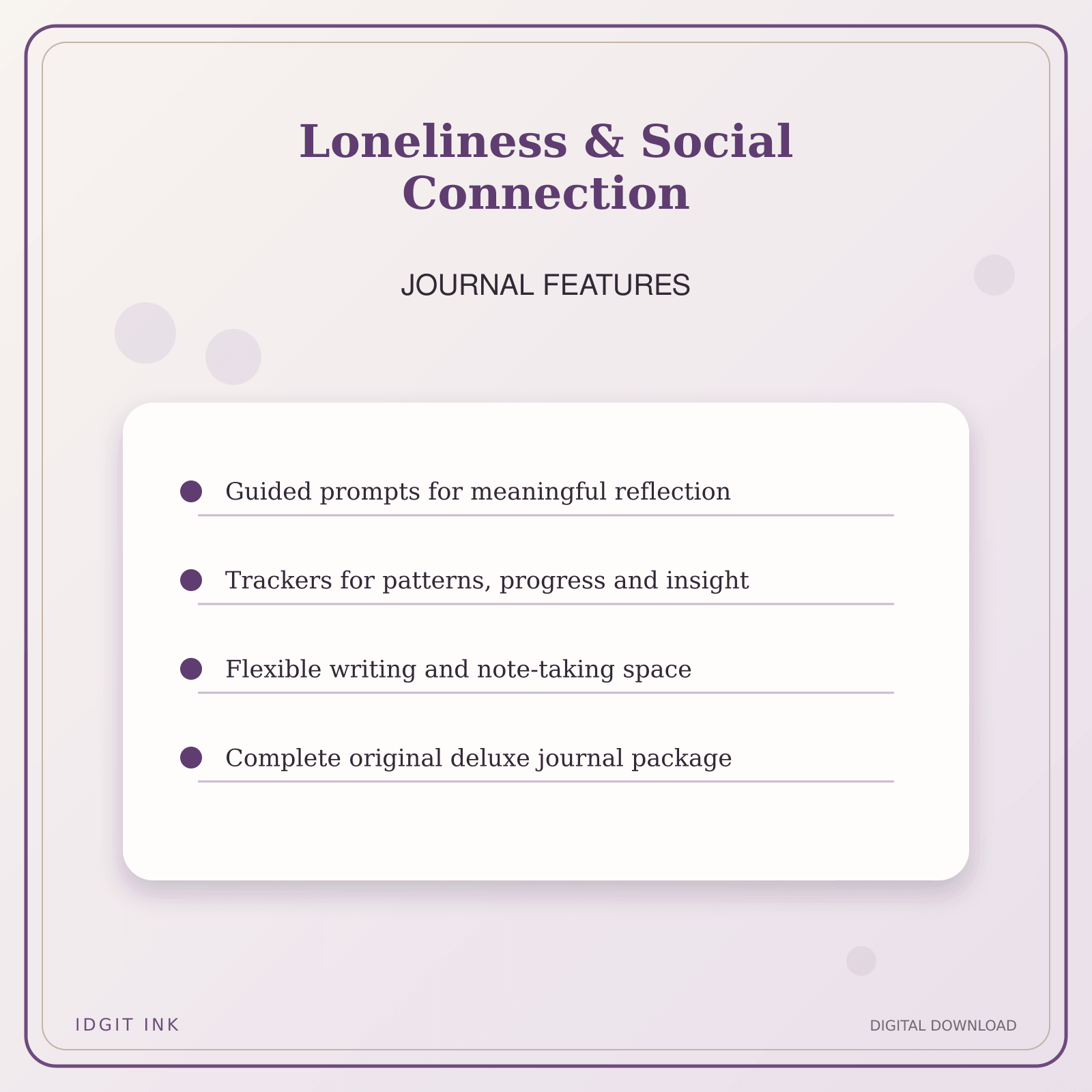 Idgit Ink Loneliness & Social Connection deluxe journal and planner bundle — journal prompts and reflection features