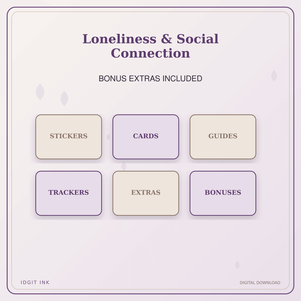 Idgit Ink Loneliness & Social Connection deluxe journal and planner bundle — included digital stickers and cards