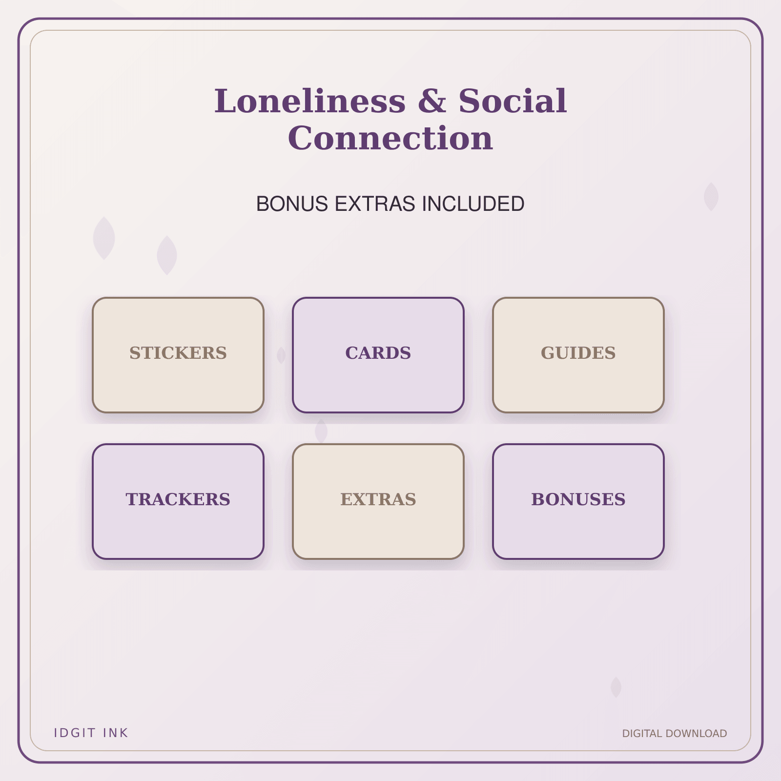 Idgit Ink Loneliness & Social Connection deluxe journal and planner bundle — included digital stickers and cards