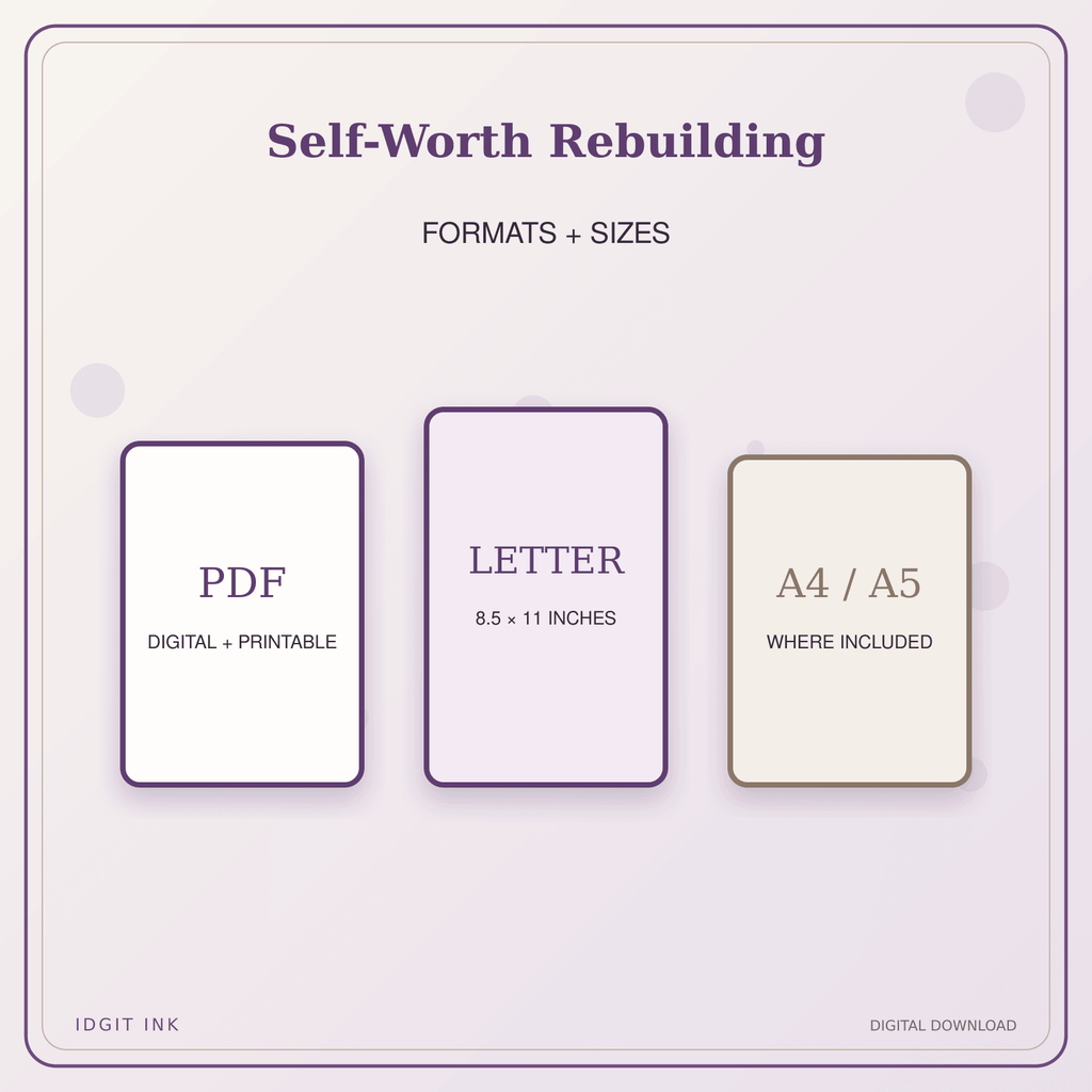 Idgit Ink Self-Worth Rebuilding deluxe journal and planner bundle — digital formats and available page sizes